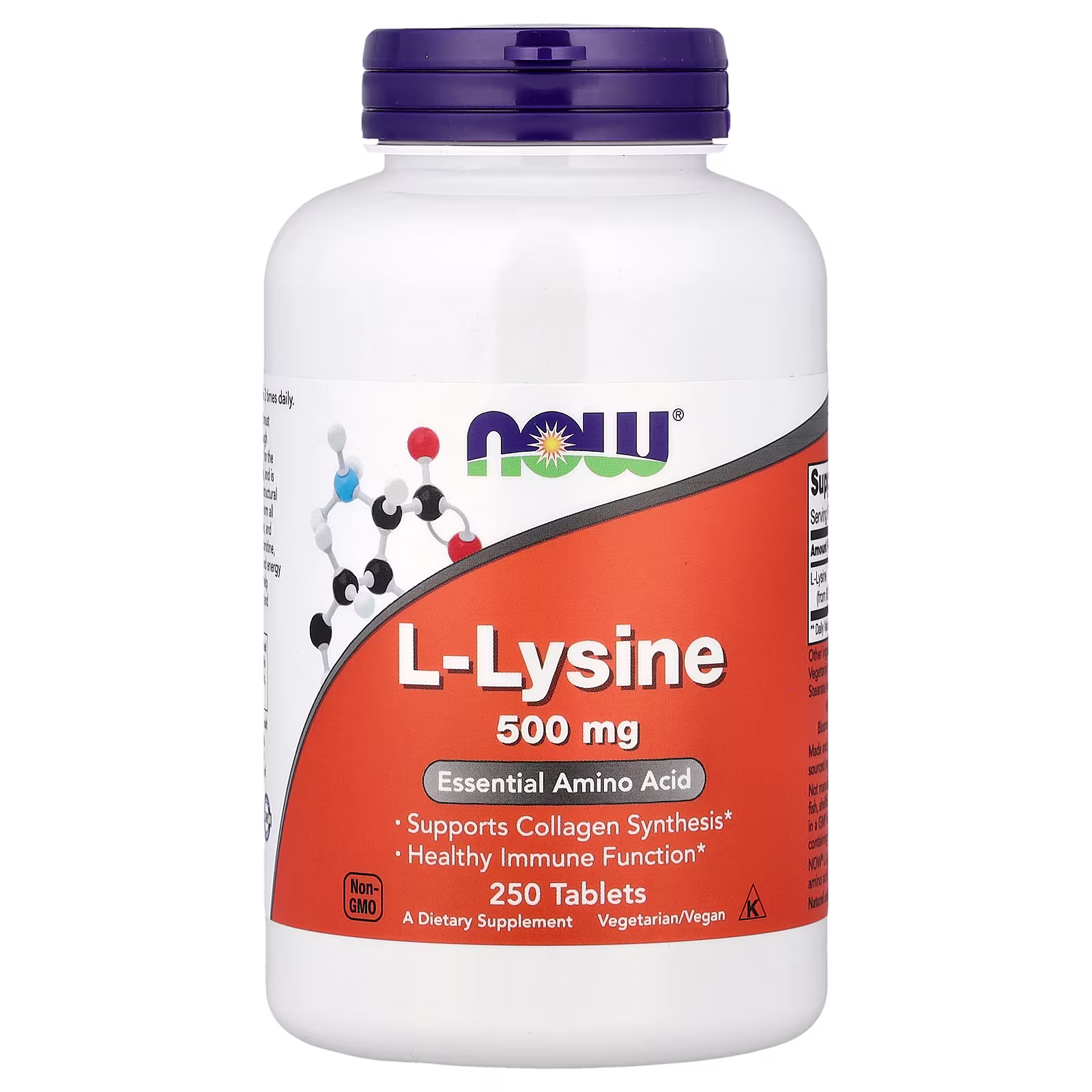 L-lisina, 500 mg, 250 tabletas, NOW Foods