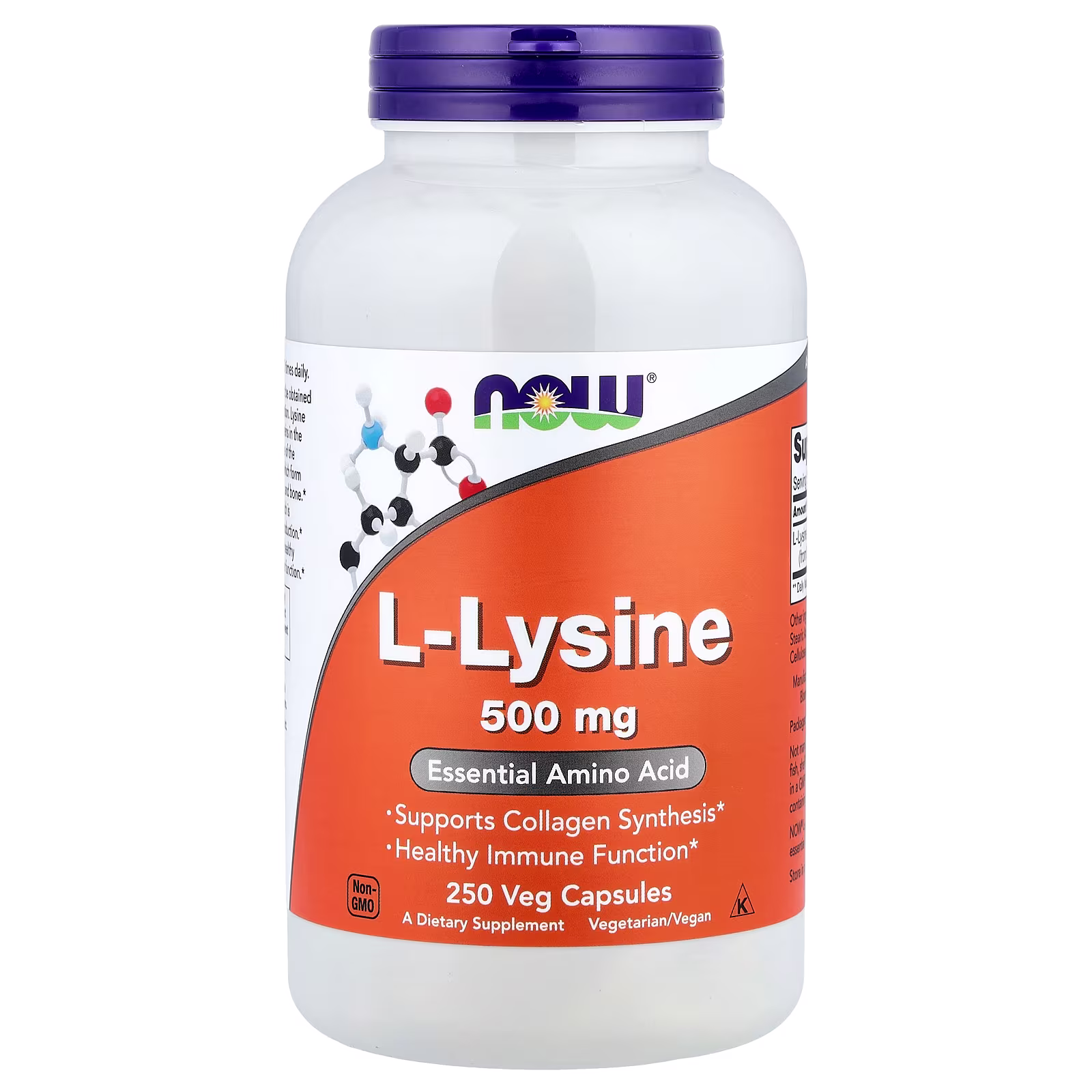 L-lisina, 500 mg, 250 cápsulas vegetales, NOW Foods