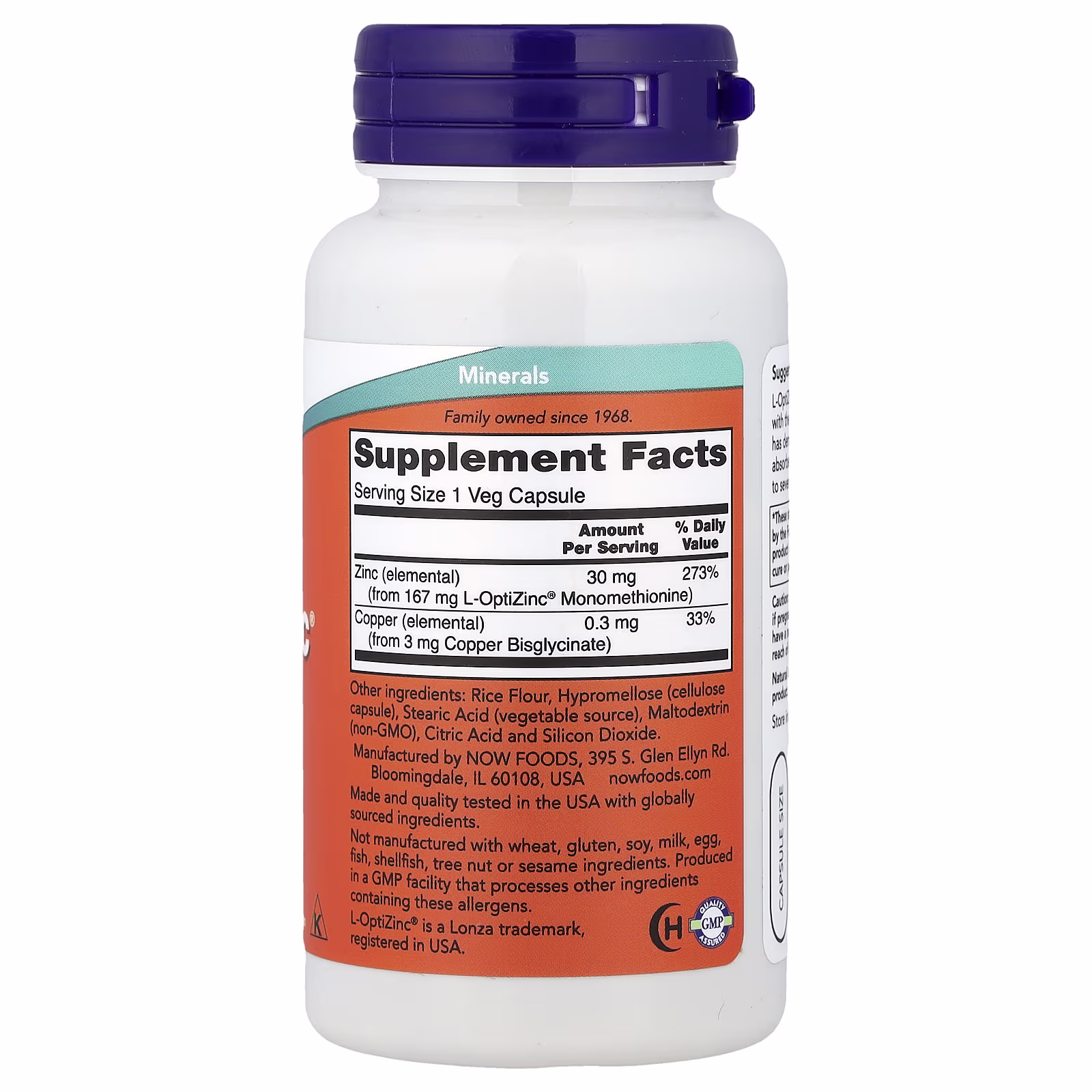 L-OptiZinc®, 100 cápsulas vegetales, NOW Foods