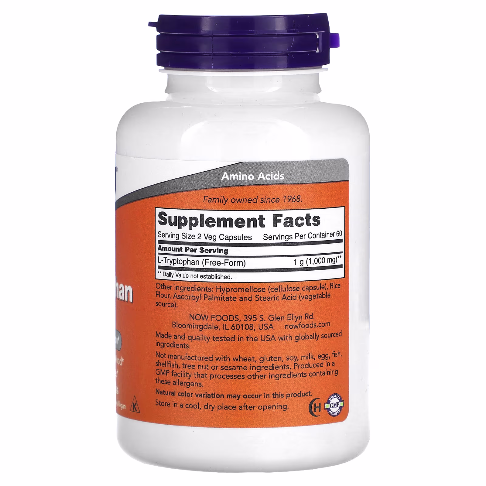 L-triptófano, 500 mg, 120 cápsulas vegetales, NOW Foods