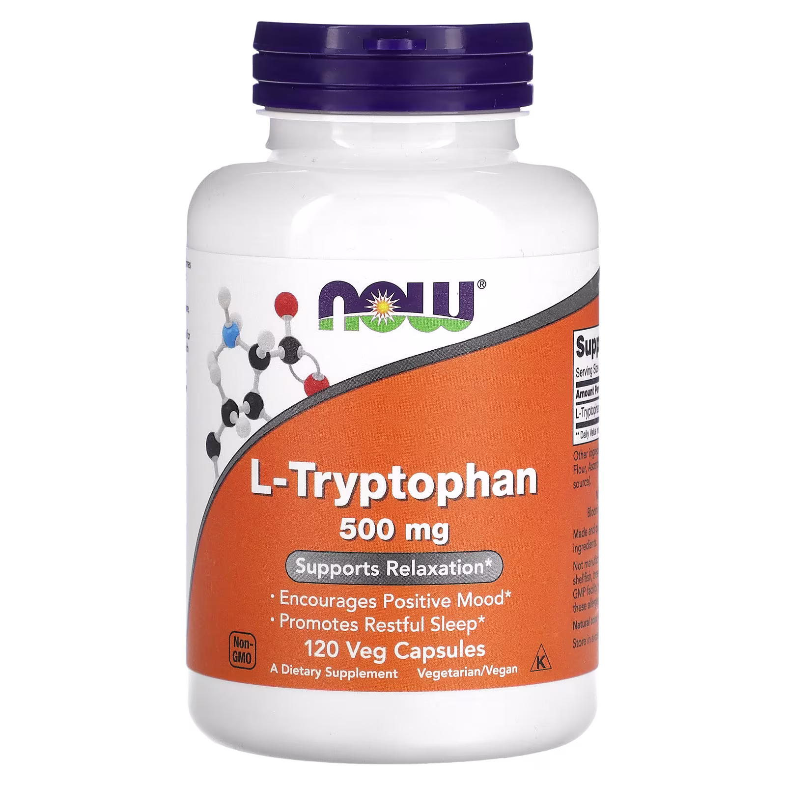 L-triptófano, 500 mg, 120 cápsulas vegetales, NOW Foods