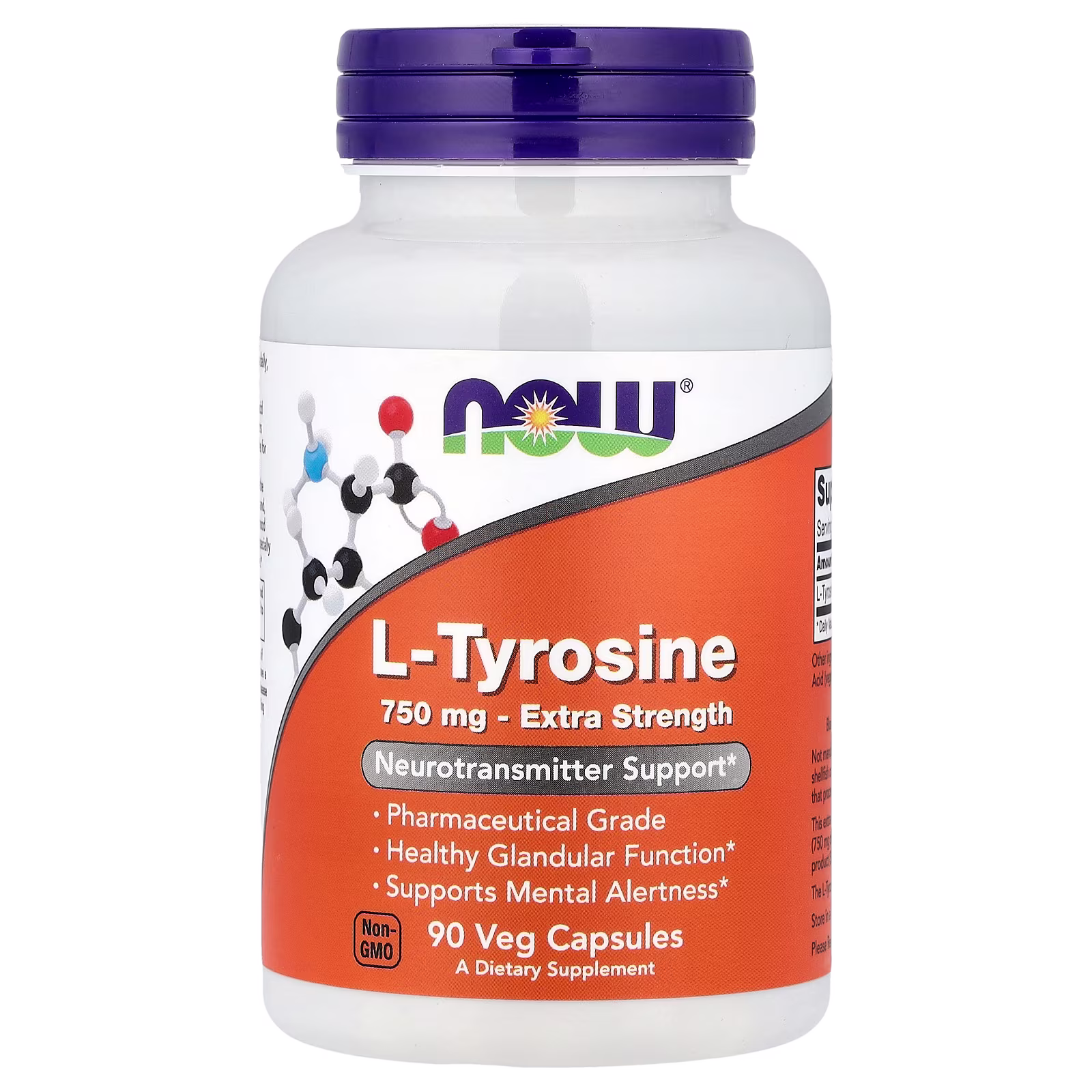 L-tirosina, 750 mg, 90 cápsulas vegetales, NOW Foods