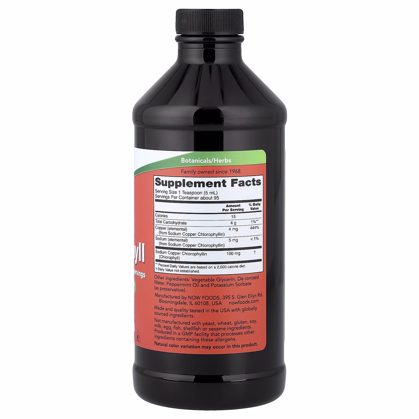 Clorofila líquida, Sabor natural a menta, 473 ml (16 oz. líq.), NOW Foods