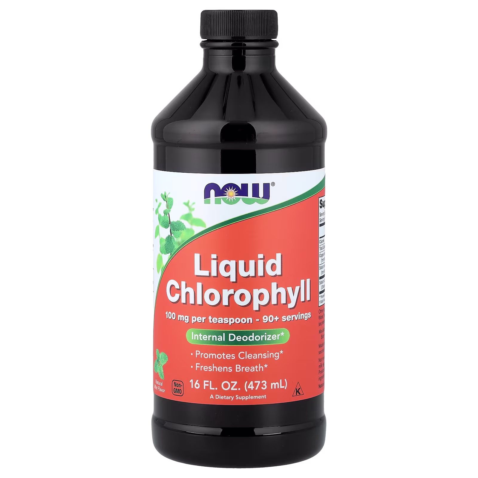 Clorofila líquida, Sabor natural a menta, 473 ml (16 oz. líq.), NOW Foods