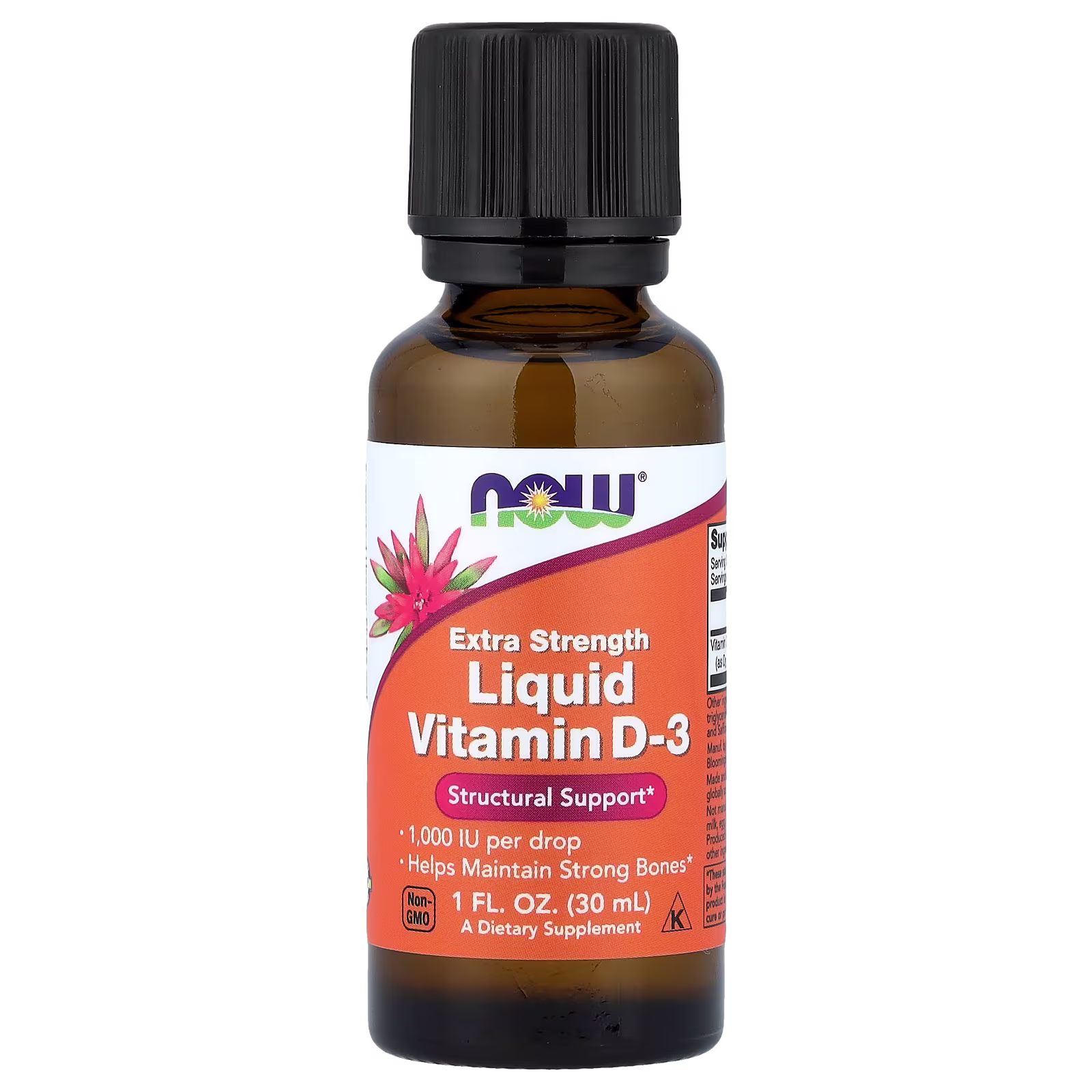 Vitamina D3 líquida, 1000 UI, 30 ml (1 oz. líq.), NOW Foods