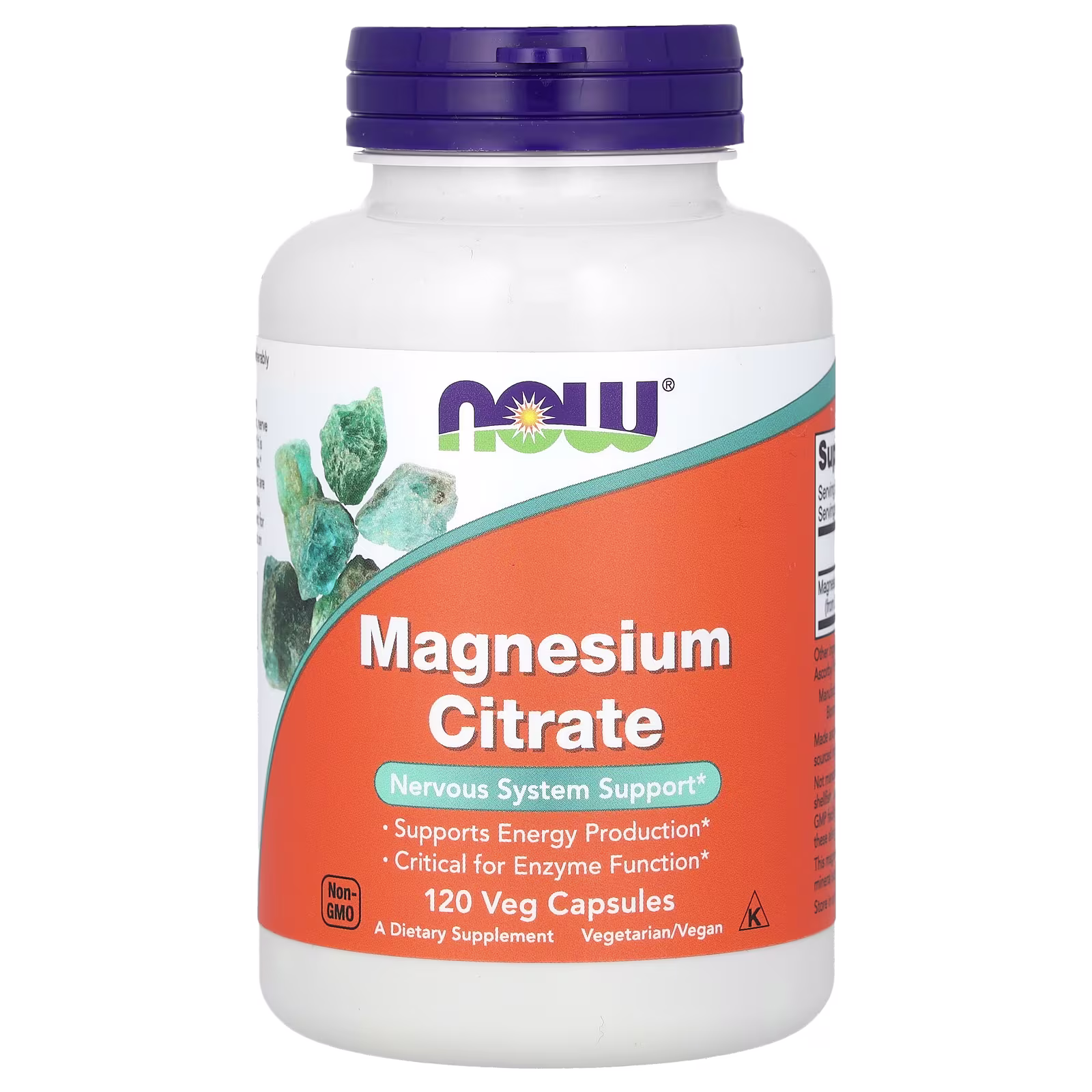 Citrato de magnesio, 120 cápsulas vegetales (133 mg por cápsula), NOW Foods