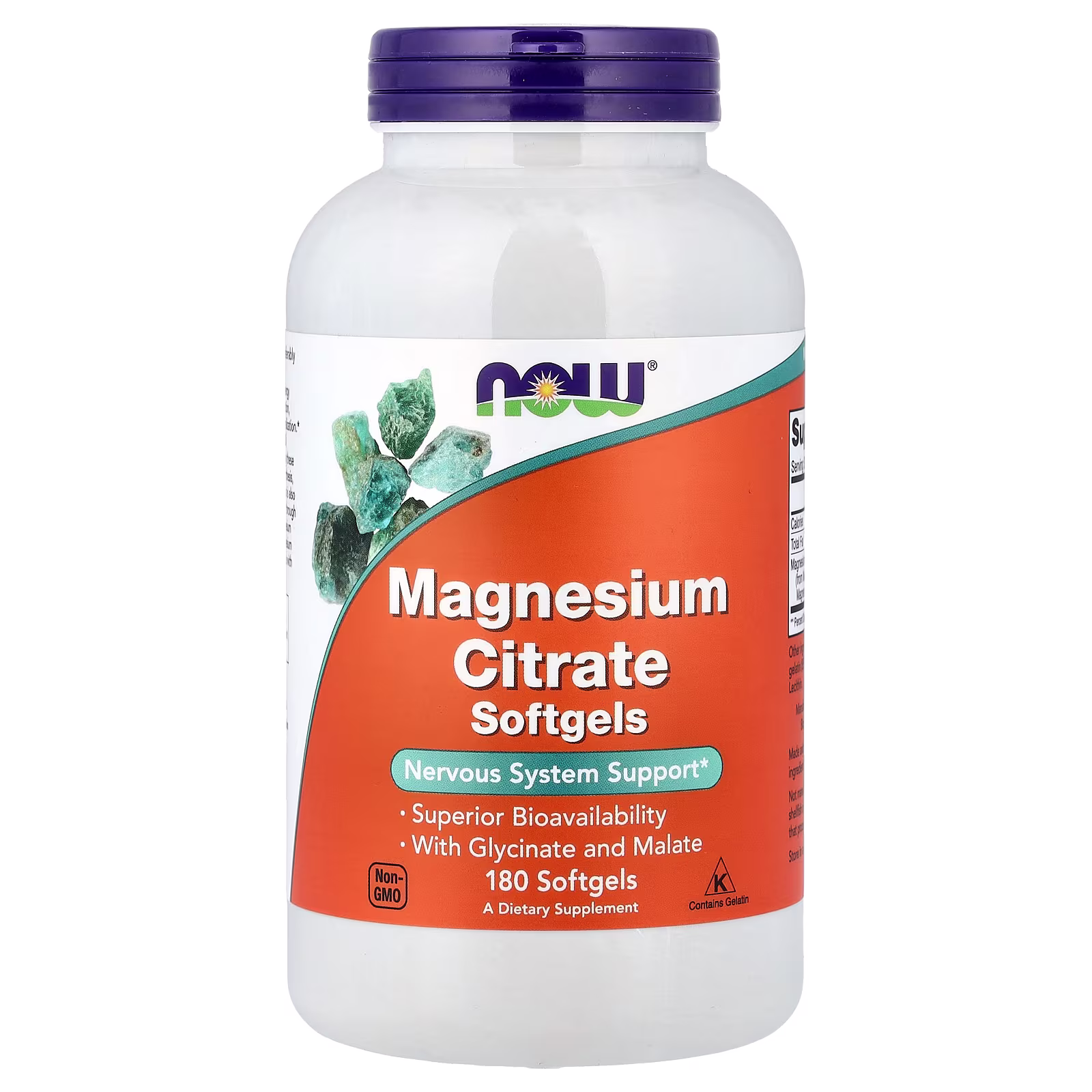 Citrato de magnesio, 180 cápsulas blandas (133 mg por cápsula blanda), NOW Foods