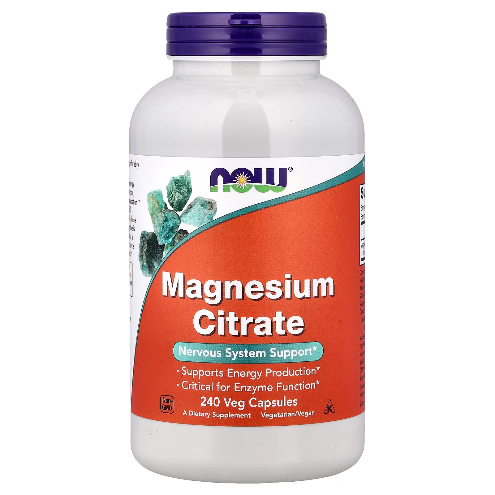 Citrato de magnesio, 240 cápsulas vegetales (133 mg por cápsula), NOW Foods