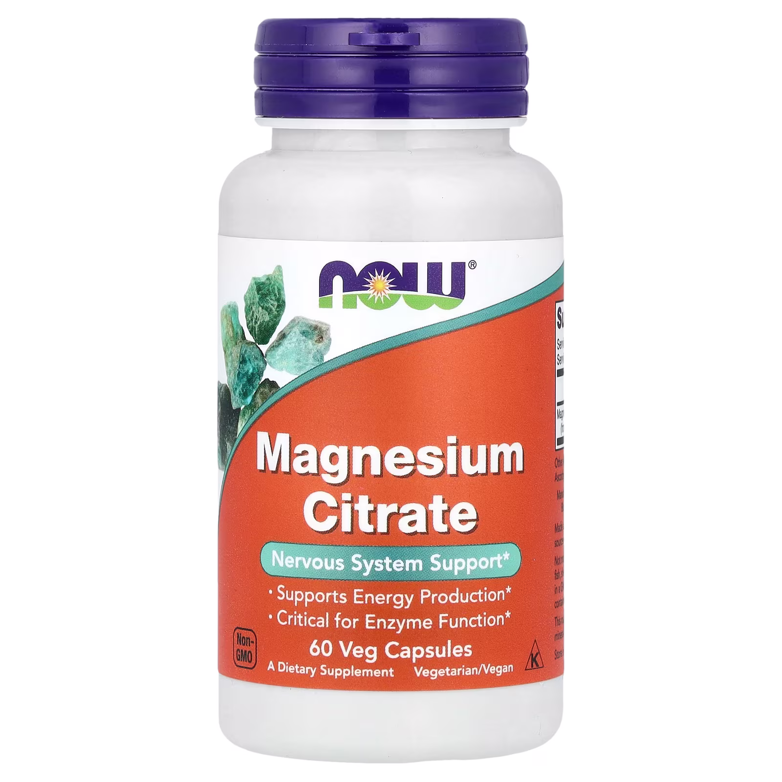 Citrato de magnesio, 60 cápsulas vegetales (133 mg por cápsula), NOW Foods