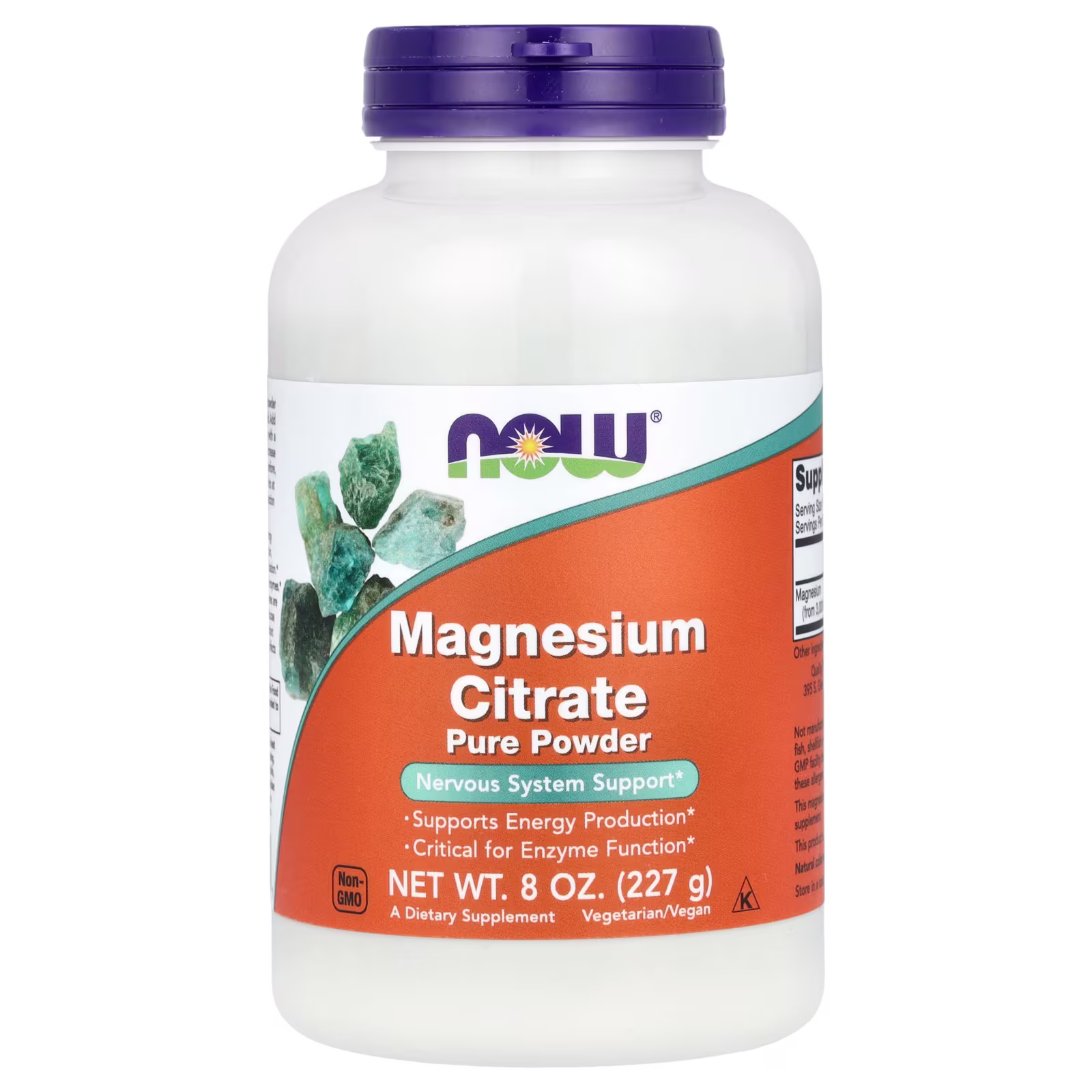 Citrato de magnesio puro en polvo, 227 g (8 oz), NOW Foods