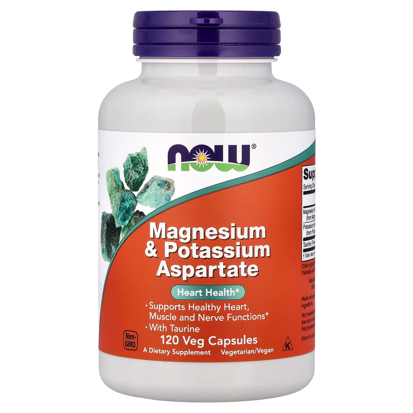 Aspartato de magnesio y potasio con taurina, 120 cápsulas vegetales, NOW Foods