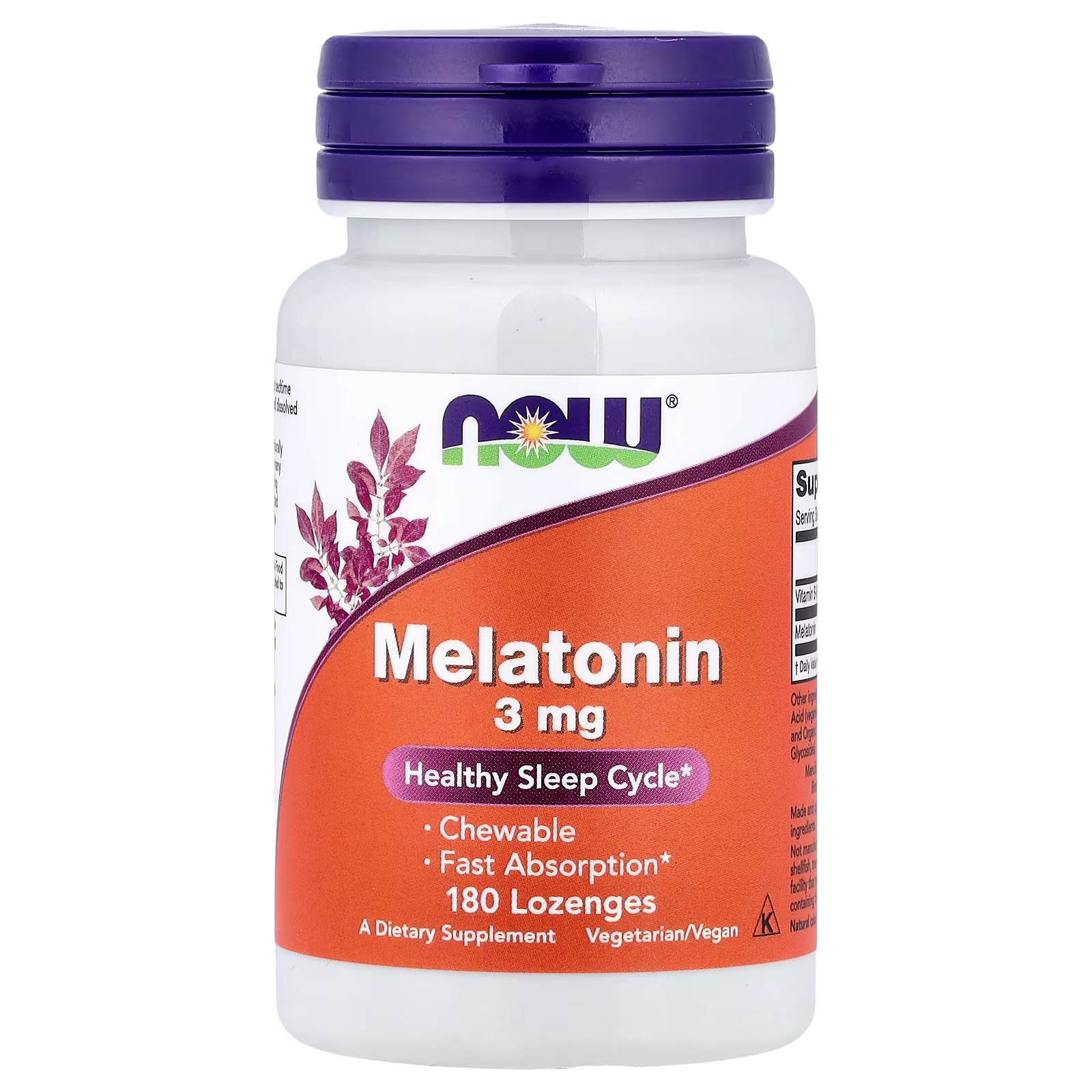 Melatonina, 3 mg, 180 pastillas, NOW Foods