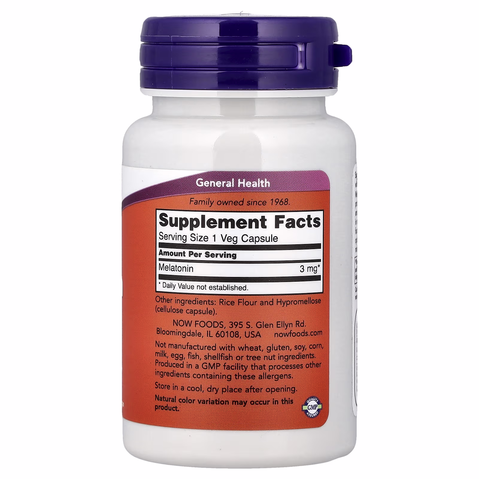 Melatonina, 3 mg, 60 cápsulas vegetales, NOW Foods