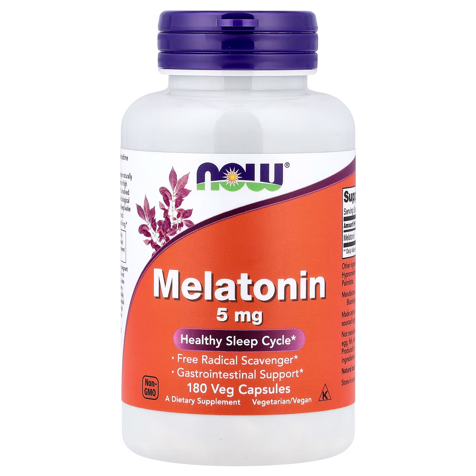 Melatonina, 5 mg, 180 cápsulas vegetales, NOW Foods