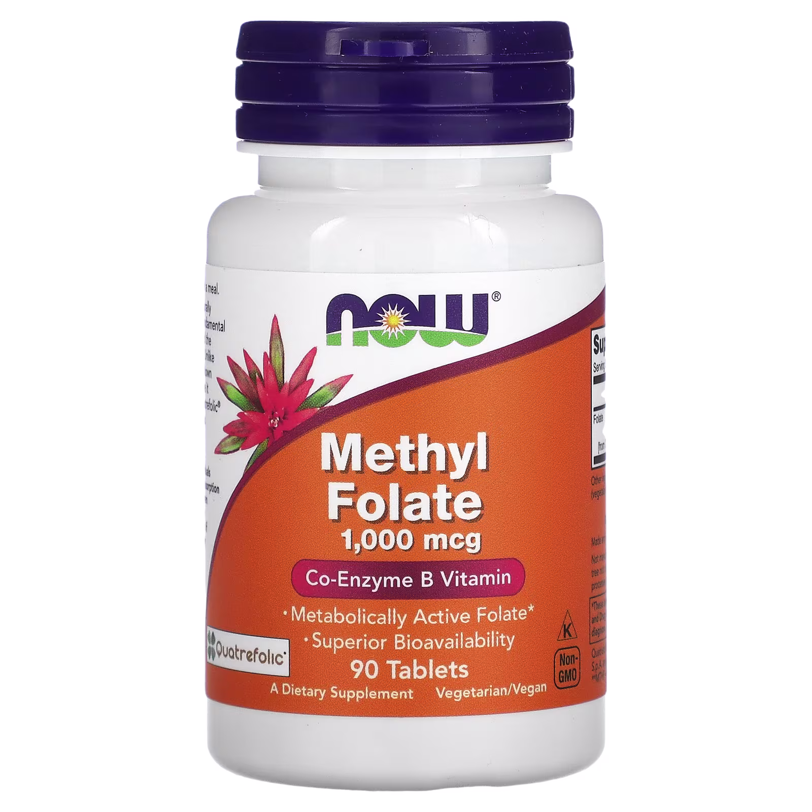 Metilfolato, 1000 mcg, 90 tabletas, NOW Foods