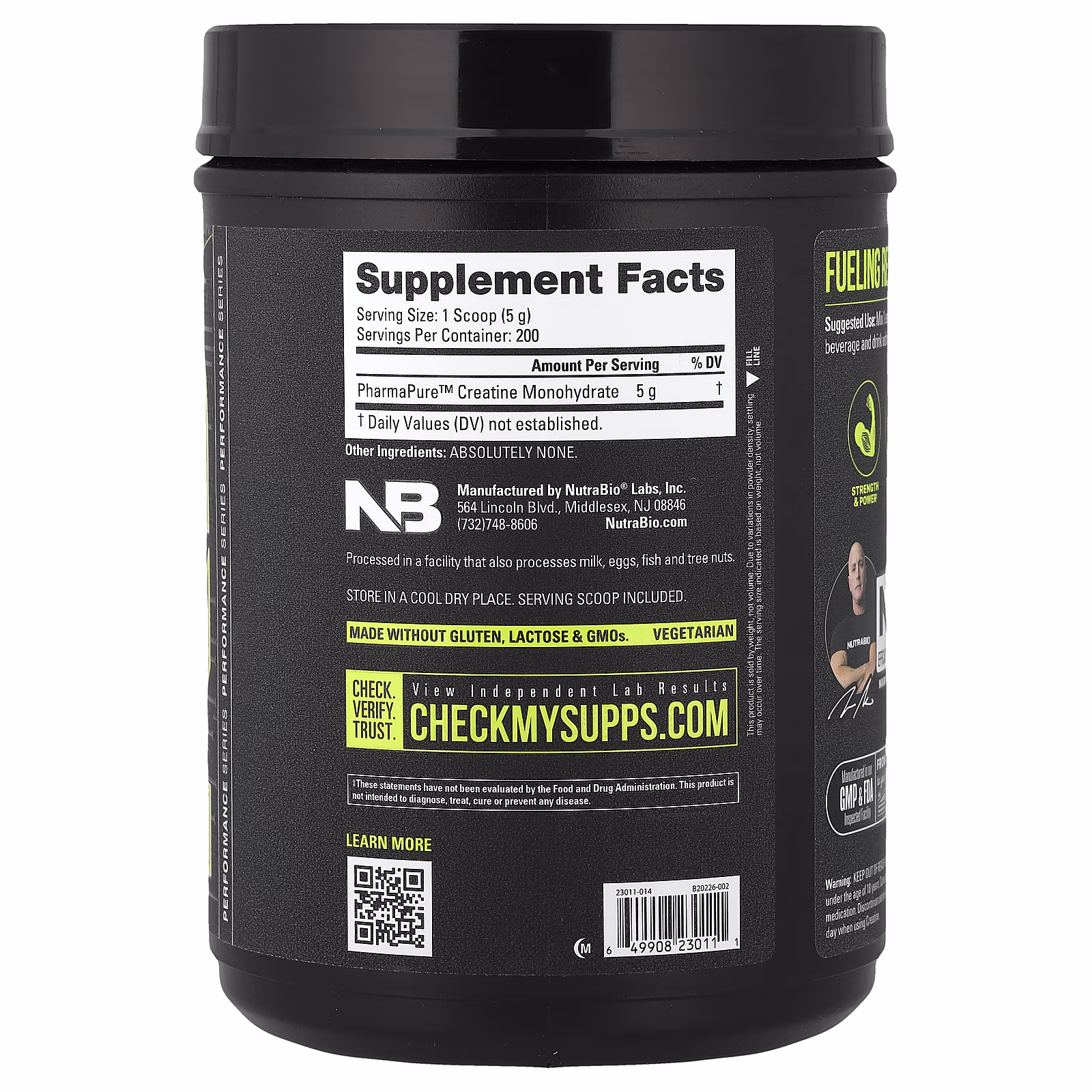 Rendimiento, Monohidrato de creatina micronizado, 1000 g (35,3 oz), NutraBio