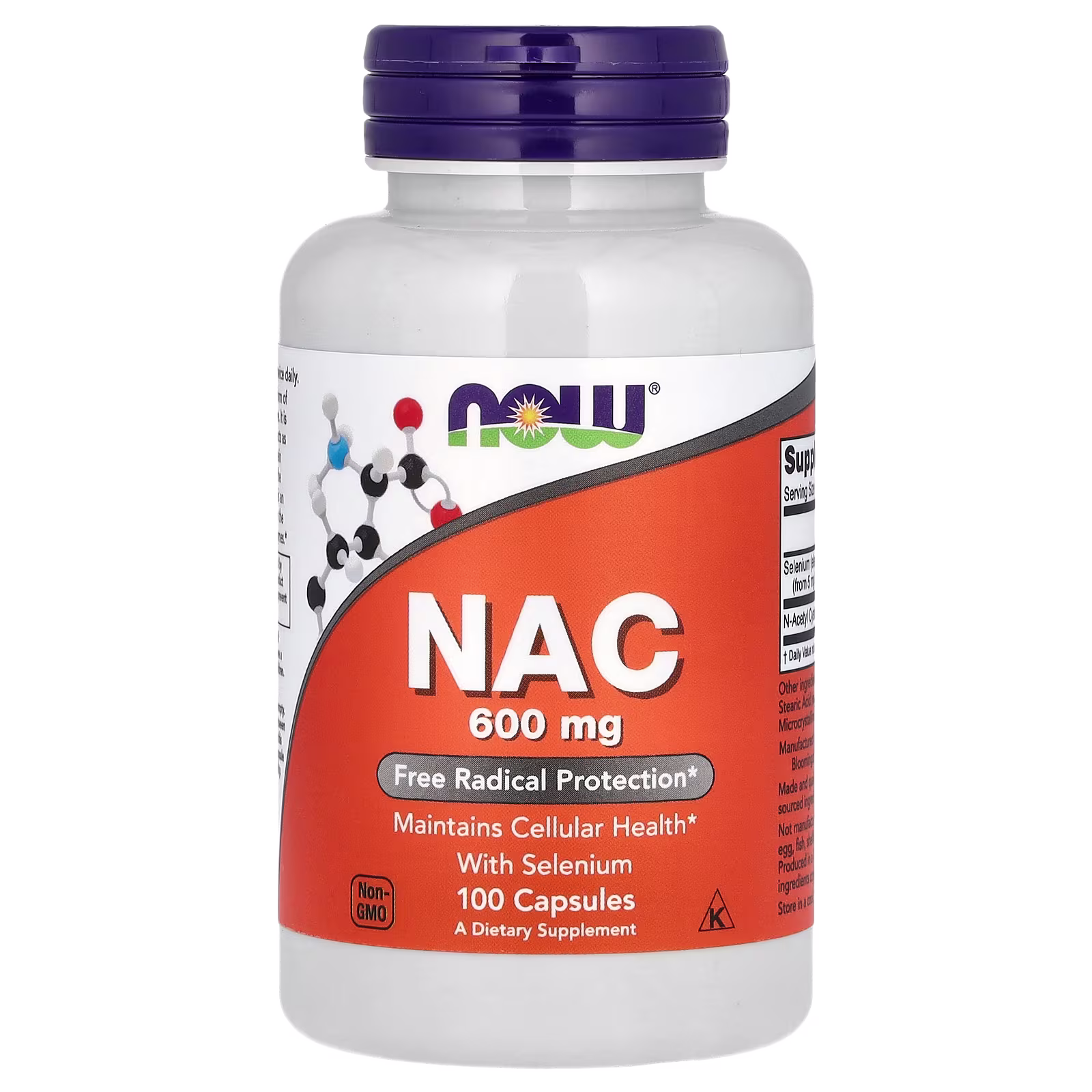 NAC, N-acetilcisteína con selenio, 100 cápsulas, NOW Foods