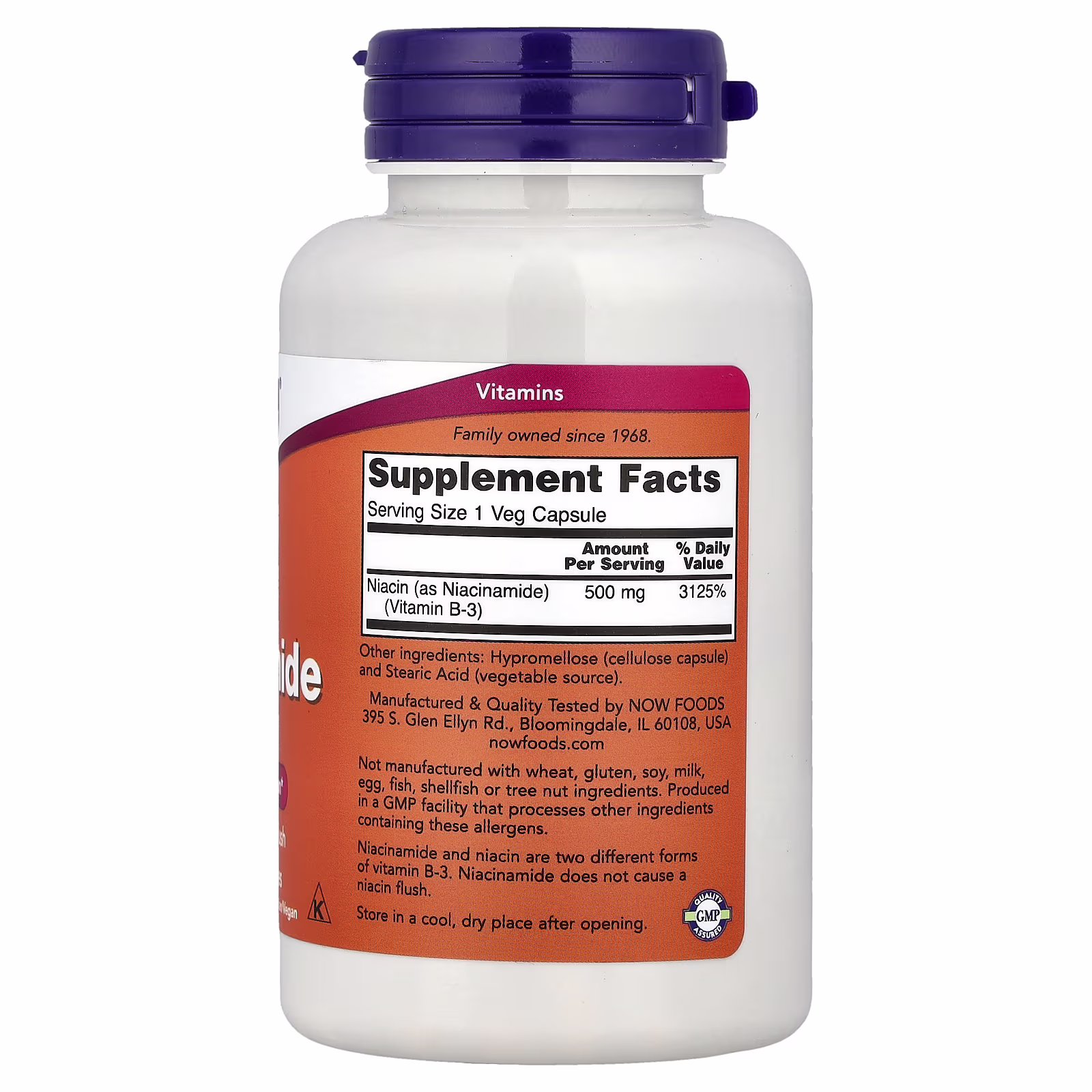 Niacinamida, 500 mg, 100 cápsulas vegetales, NOW Foods