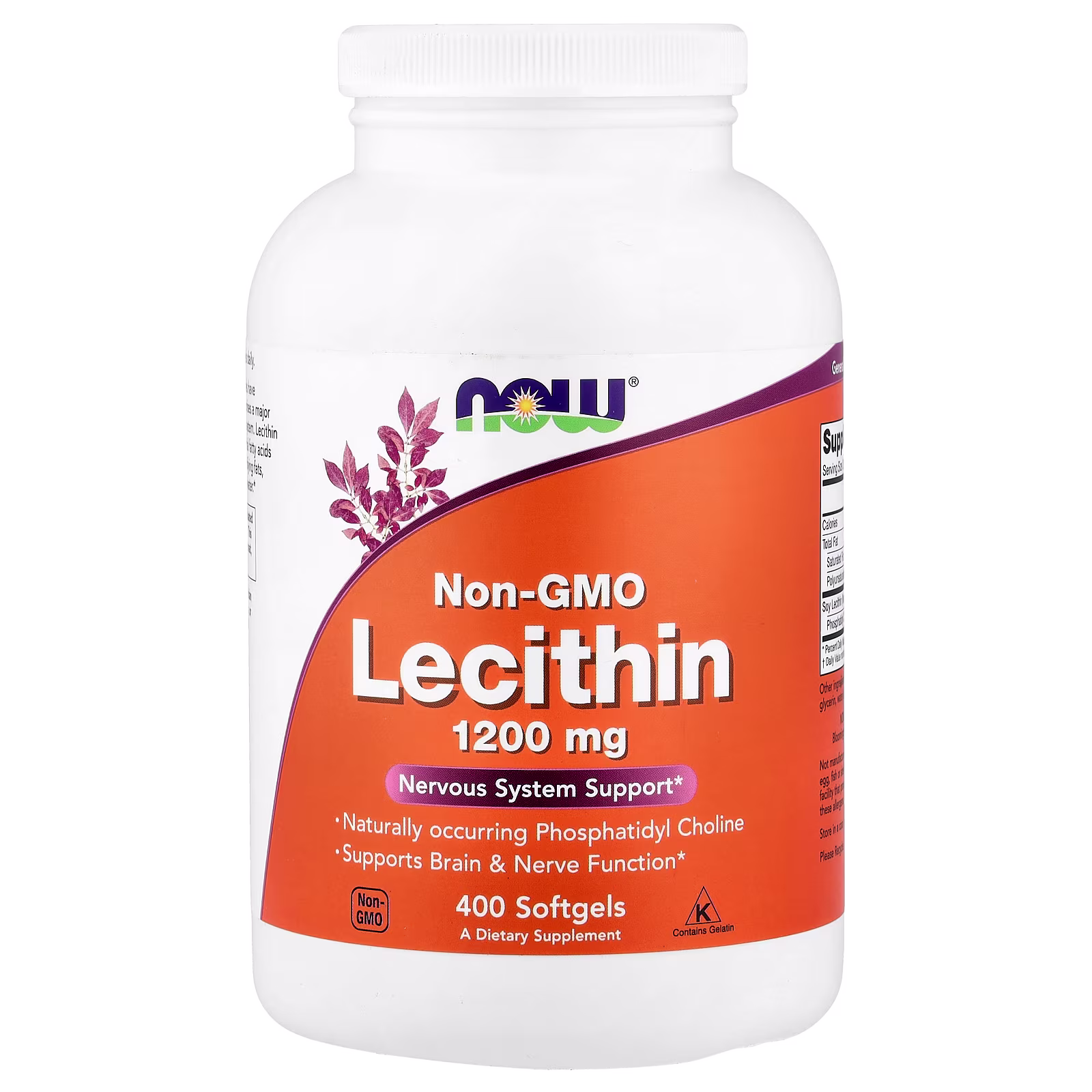 Lecitina sin OGM, 400 cápsulas blandas, NOW Foods