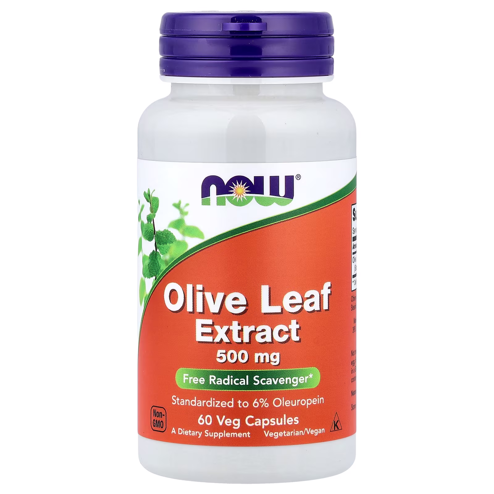 Extracto de hoja de olivo, 500 mg, 60 cápsulas vegetales, NOW Foods