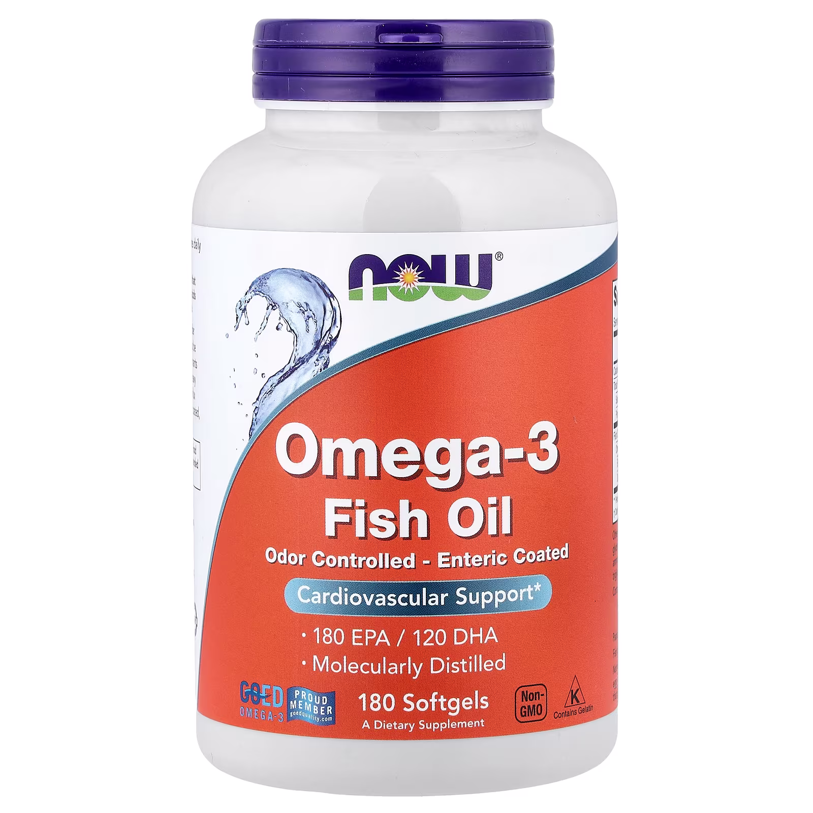 Aceite de pescado con omega-3, 180 cápsulas blandas, NOW Foods