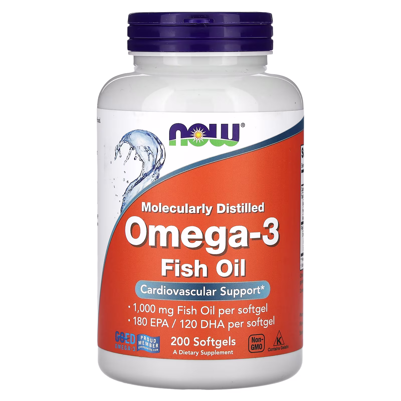 Aceite de pescado con omega-3, 200 cápsulas blandas, NOW Foods