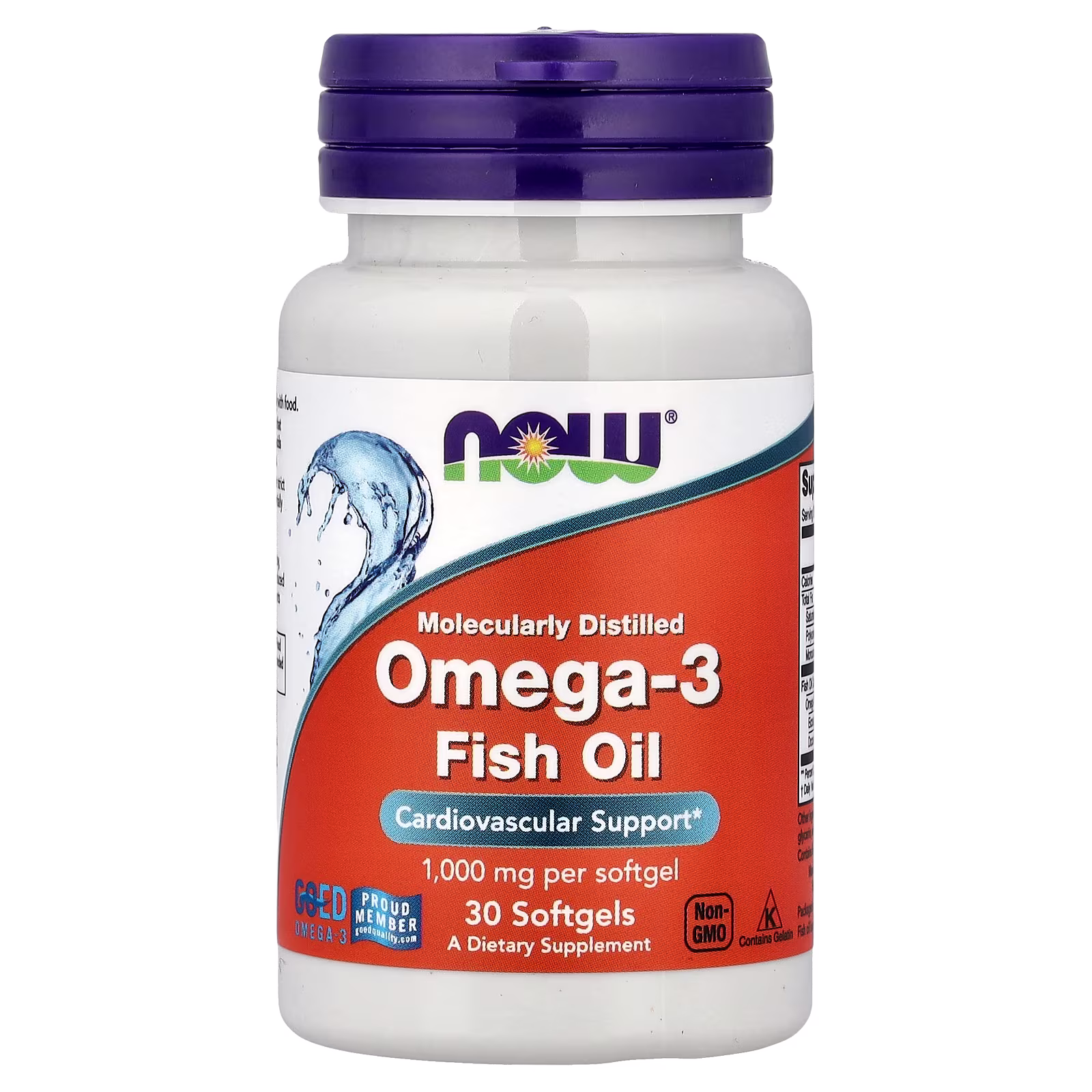 Aceite de pescado con omega-3, 30 cápsulas blandas (1 g por cápsula blanda), NOW Foods