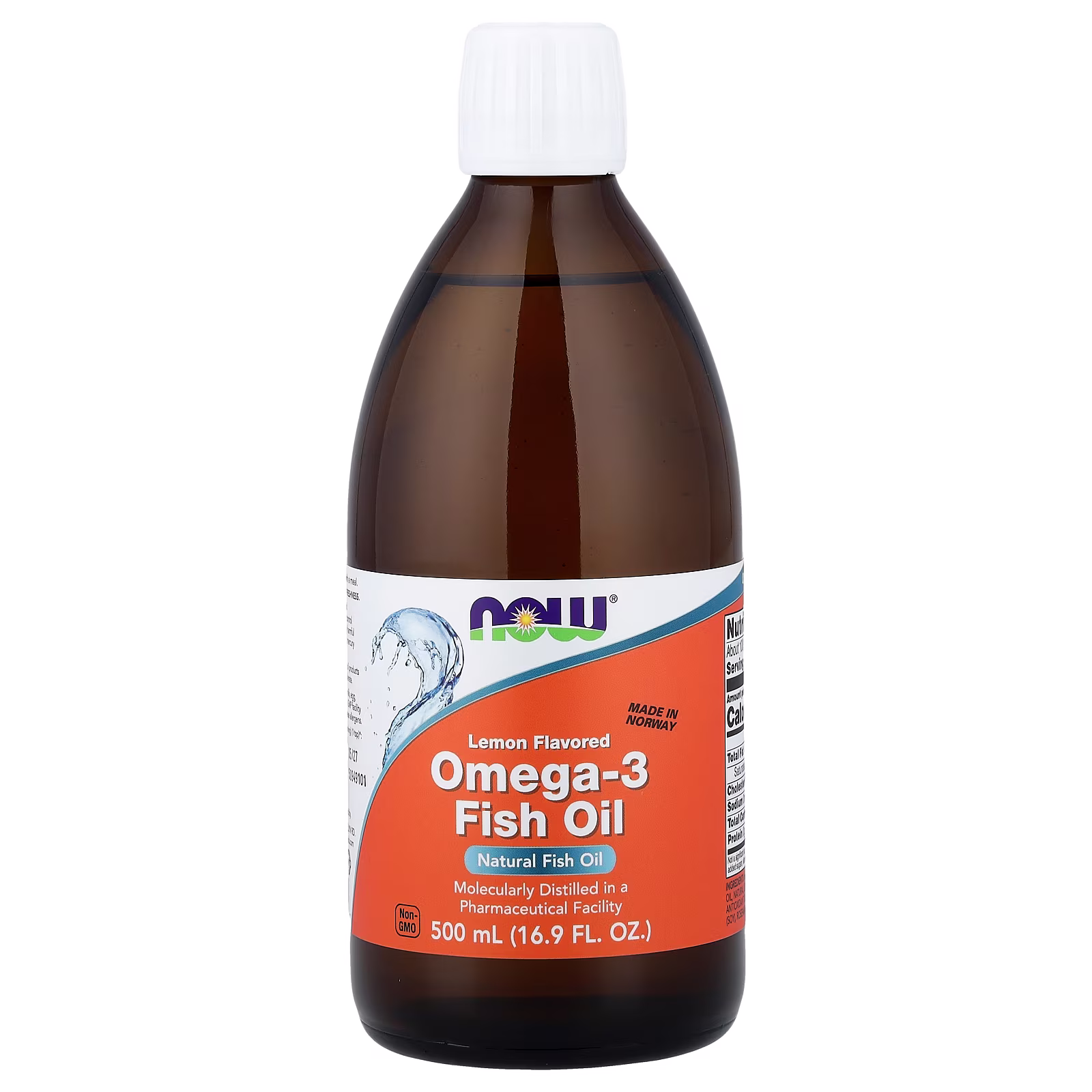 Aceite de pescado con omega-3, sabor a limón, 500 ml (16,9 oz. líq.), NOW Foods