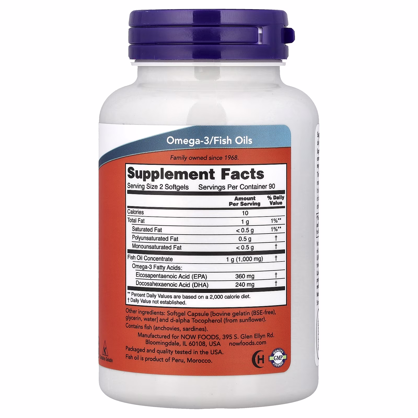 Aceite de pescado en minicápsulas con omega-3, 180 cápsulas blandas (0,5 g por cápsula blanda), NOW Foods