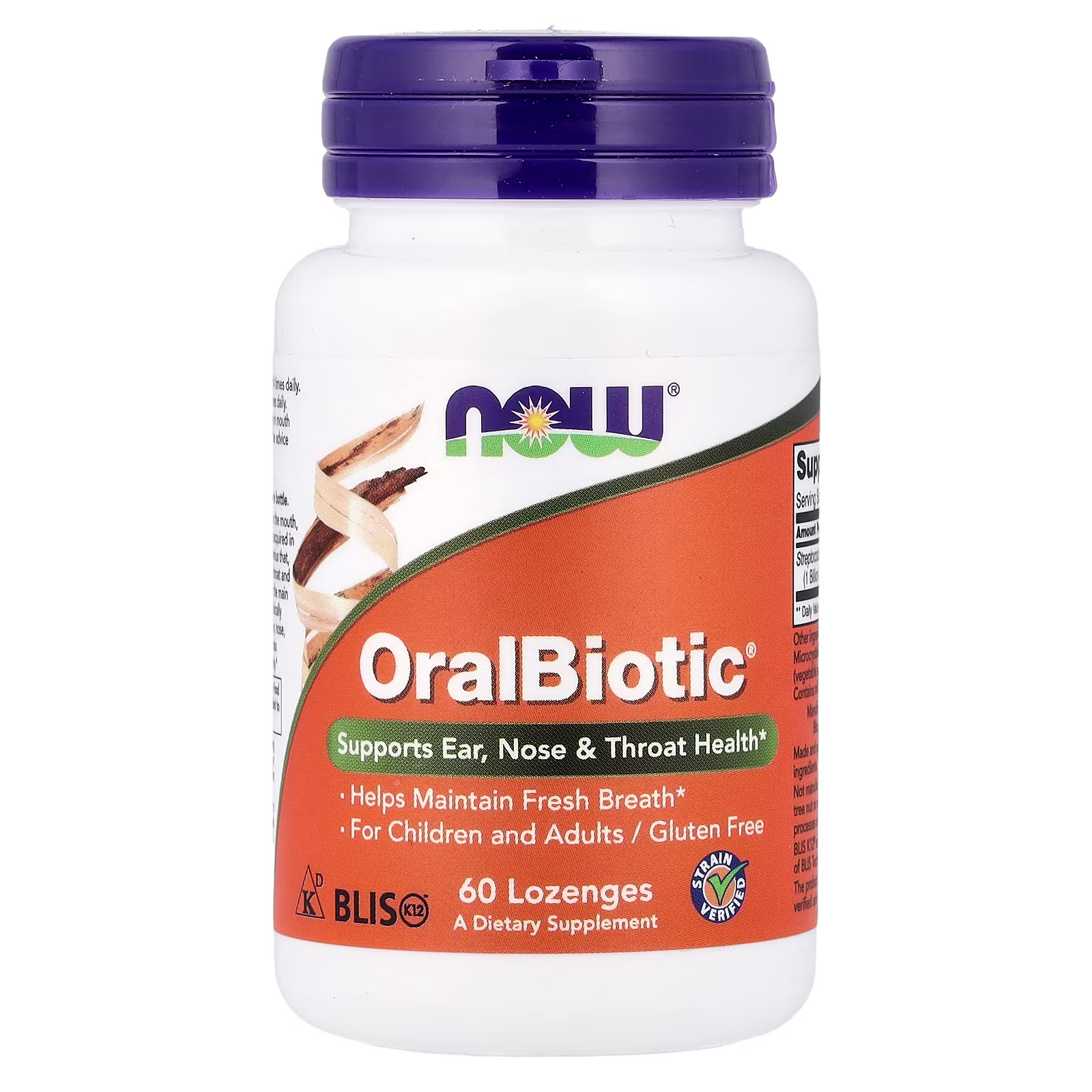 OralBiotic®, Suplemento para favorecer la salud de los oídos, la nariz y la garganta, 60 pastillas, NOW Foods