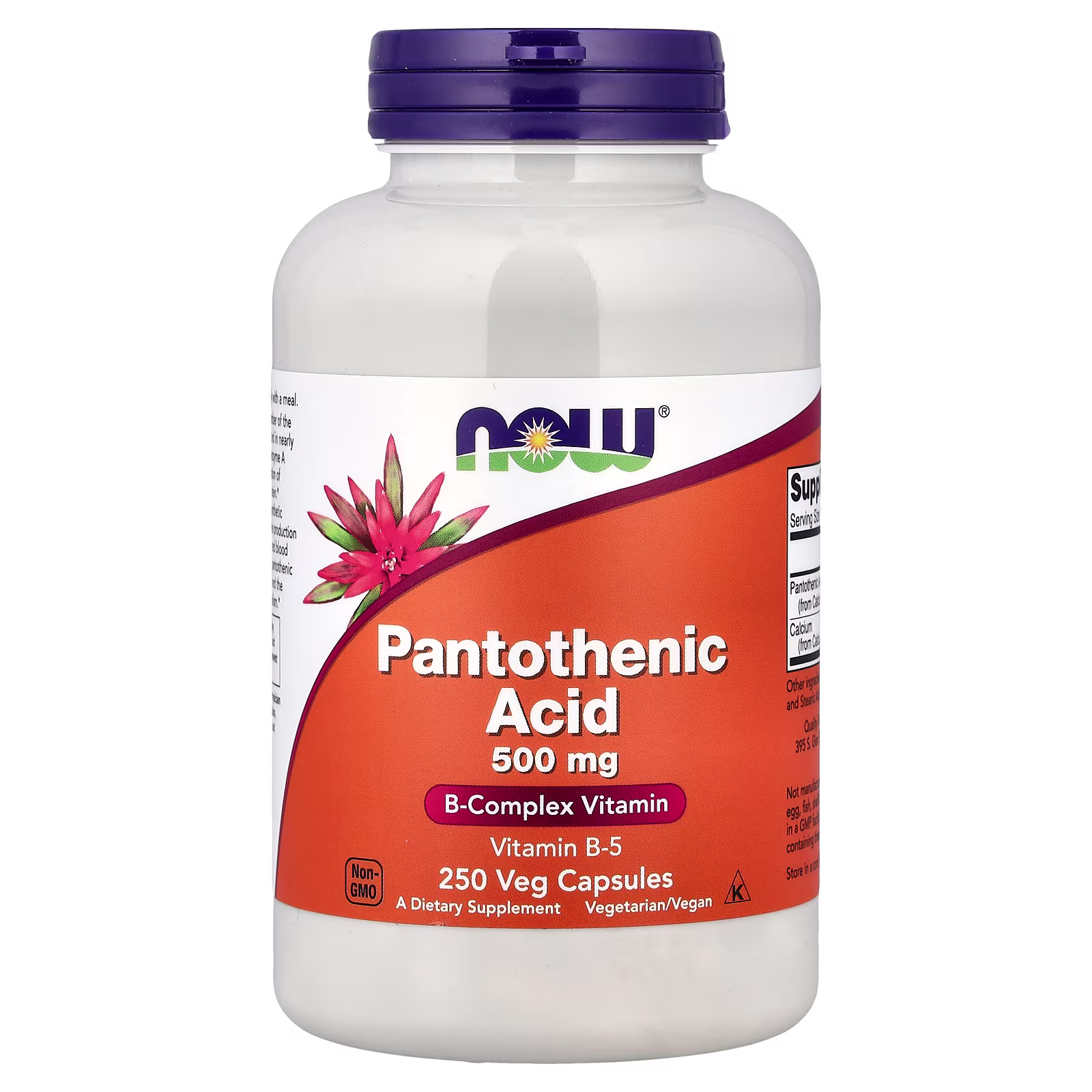 Ácido pantoténico, 500 mg, 250 cápsulas vegetales, NOW Foods