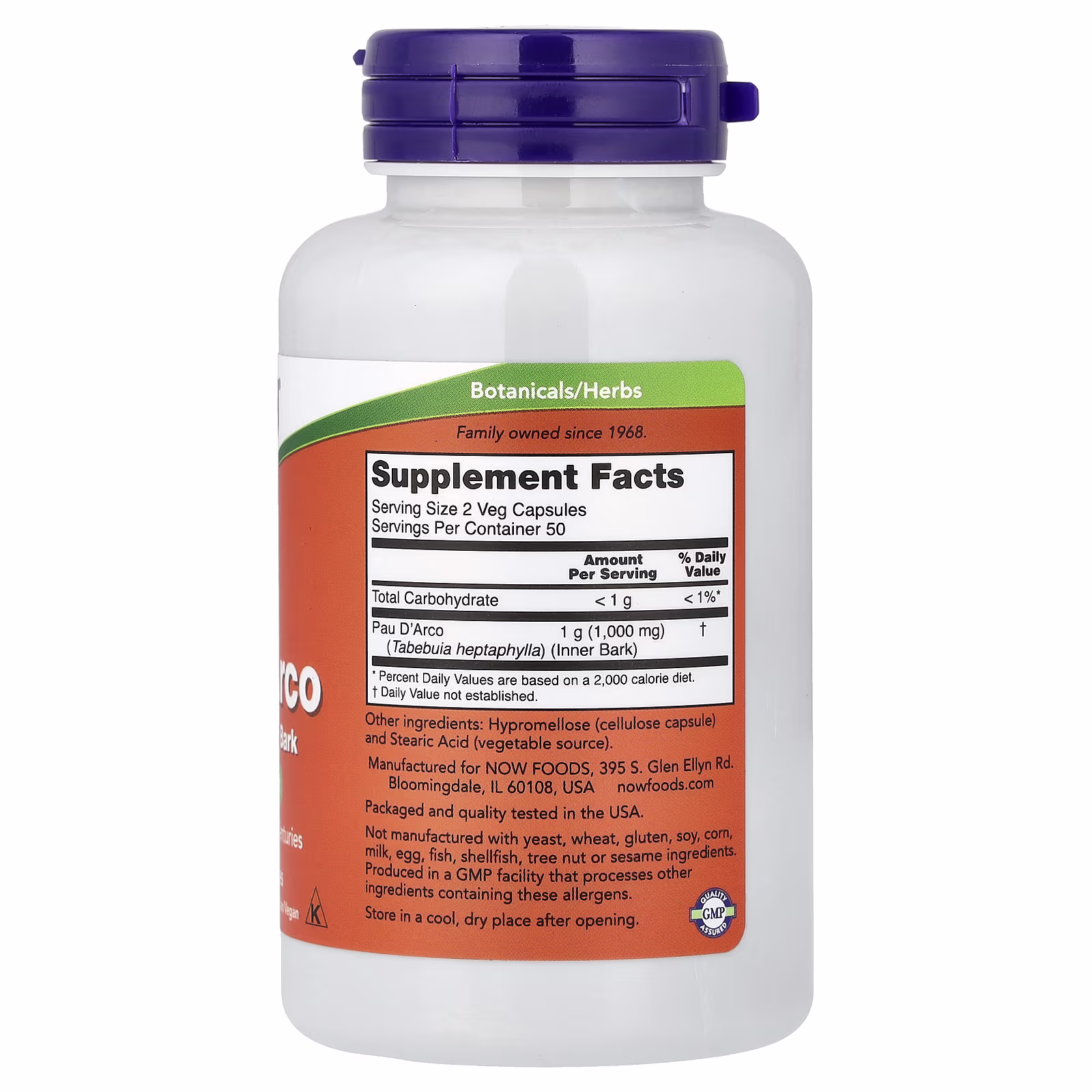 Pau d'Arco, 500 mg, 100 cápsulas vegetales, NOW Foods