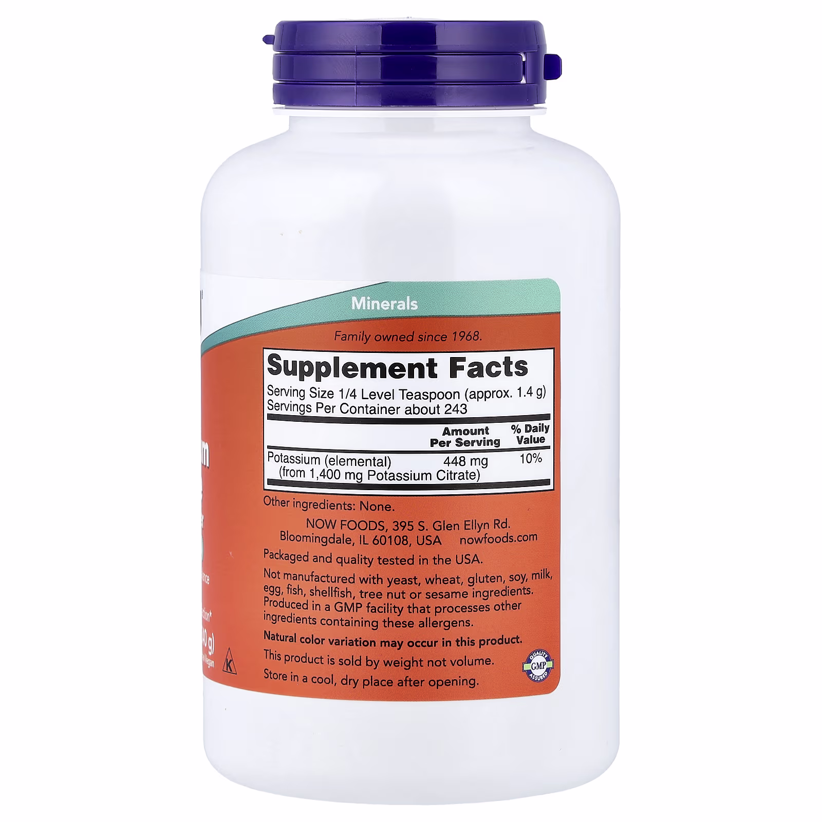 Citrato de potasio puro en polvo, 340 g (12 oz), NOW Foods