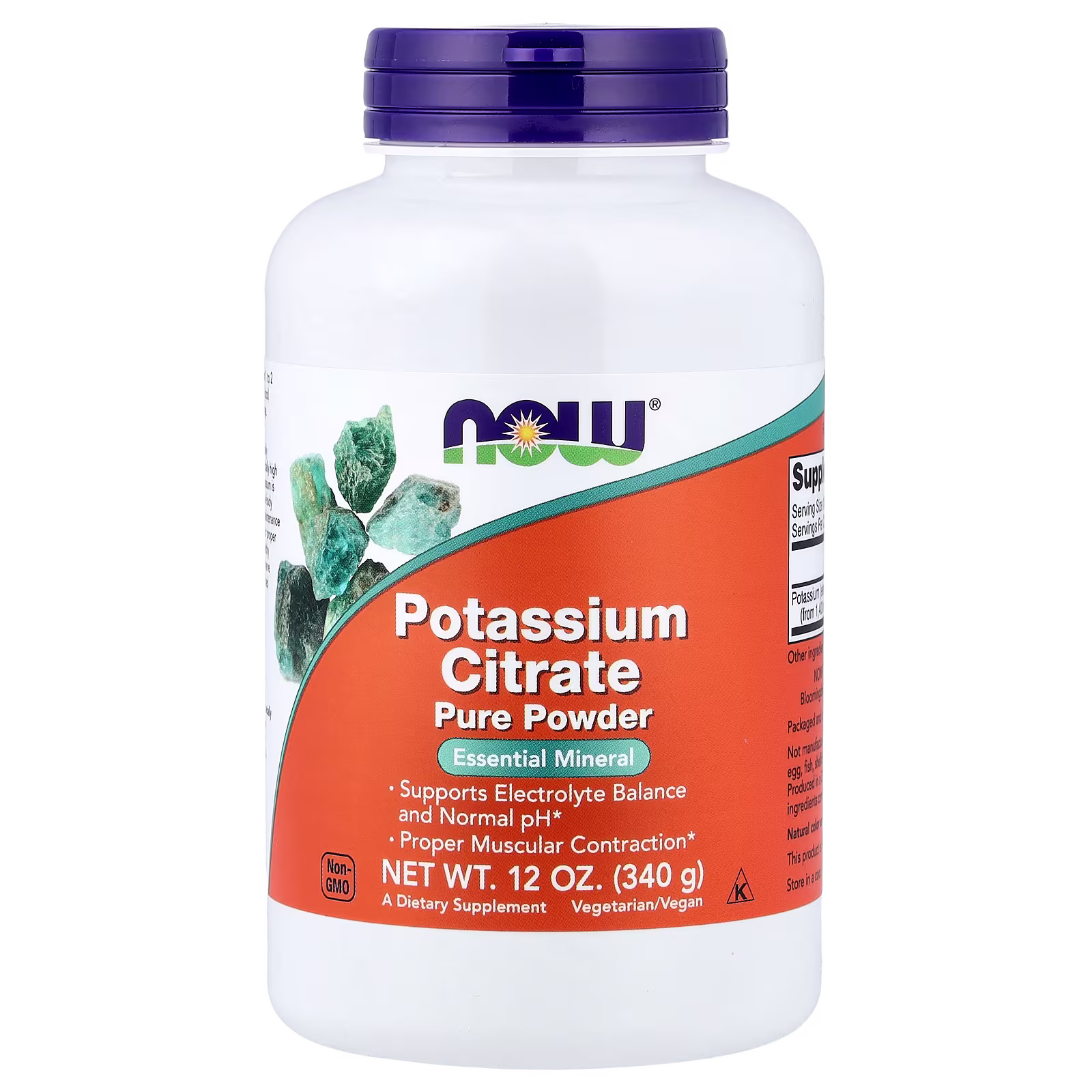 Citrato de potasio puro en polvo, 340 g (12 oz), NOW Foods