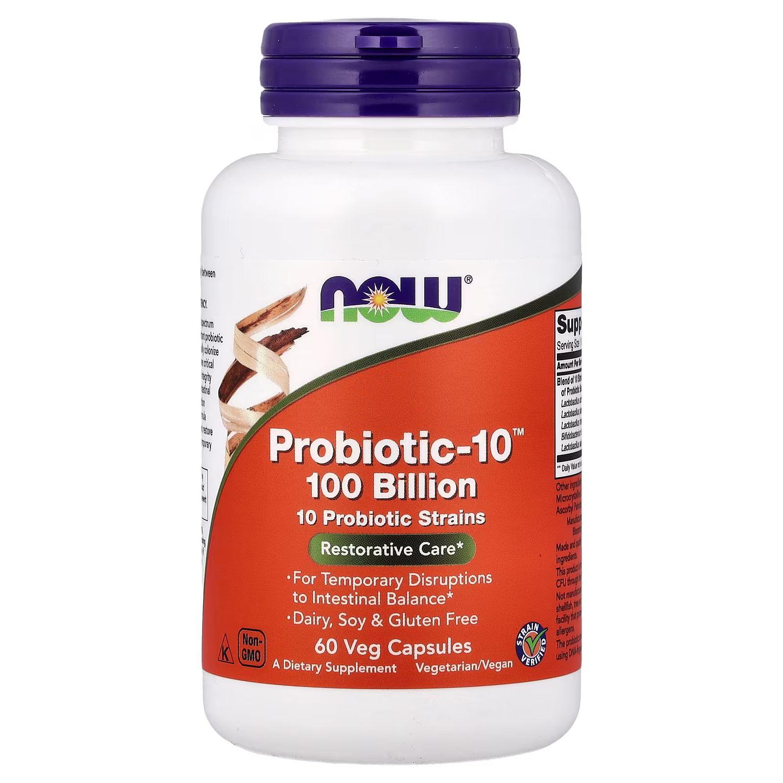 Probiotic-10™, Suplemento probiótico con 100.000 millones de UFC, 60 cápsulas vegetales, NOW Foods