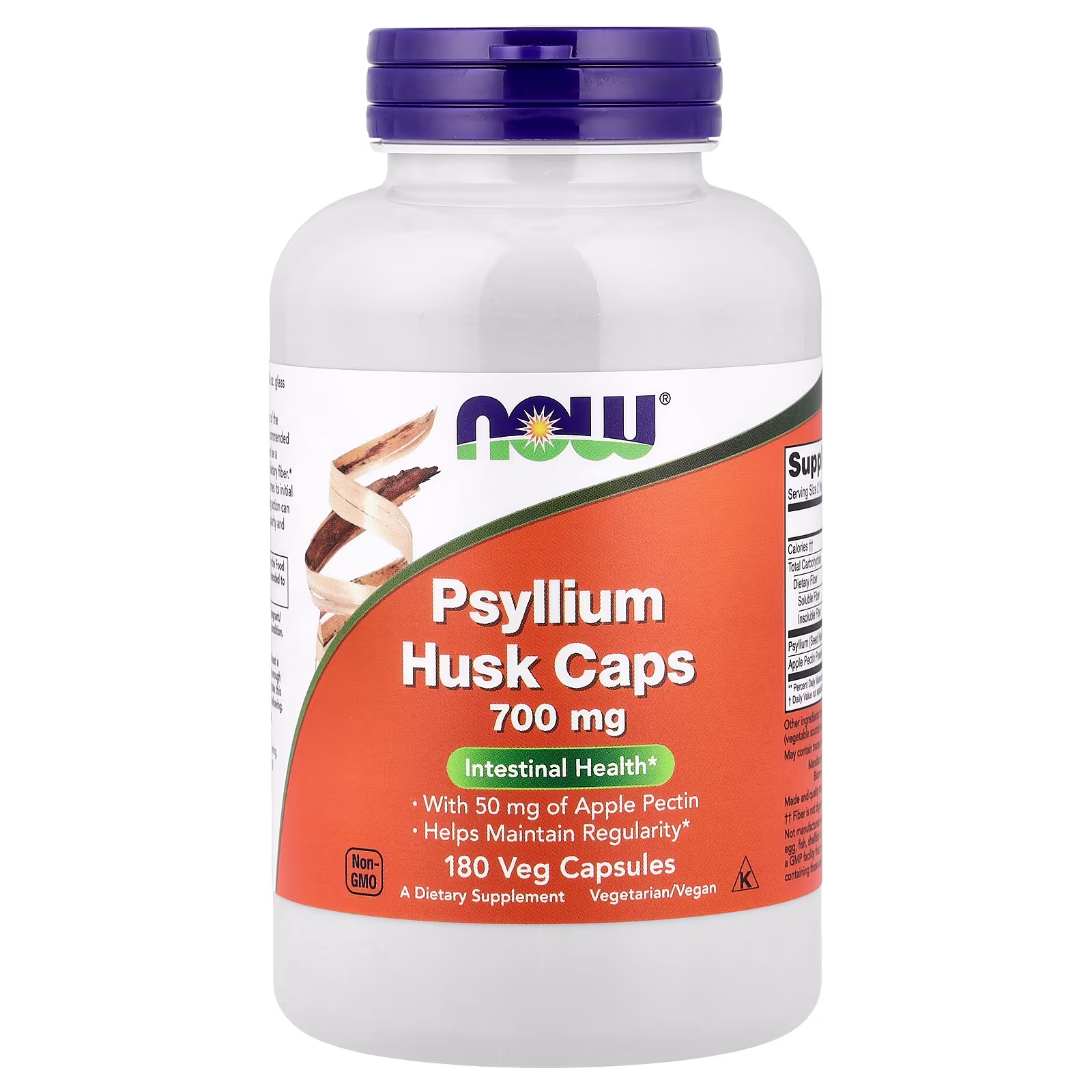 Cáscara de psyllium en cápsulas, 700 mg, 180 cápsulas vegetales, NOW Foods