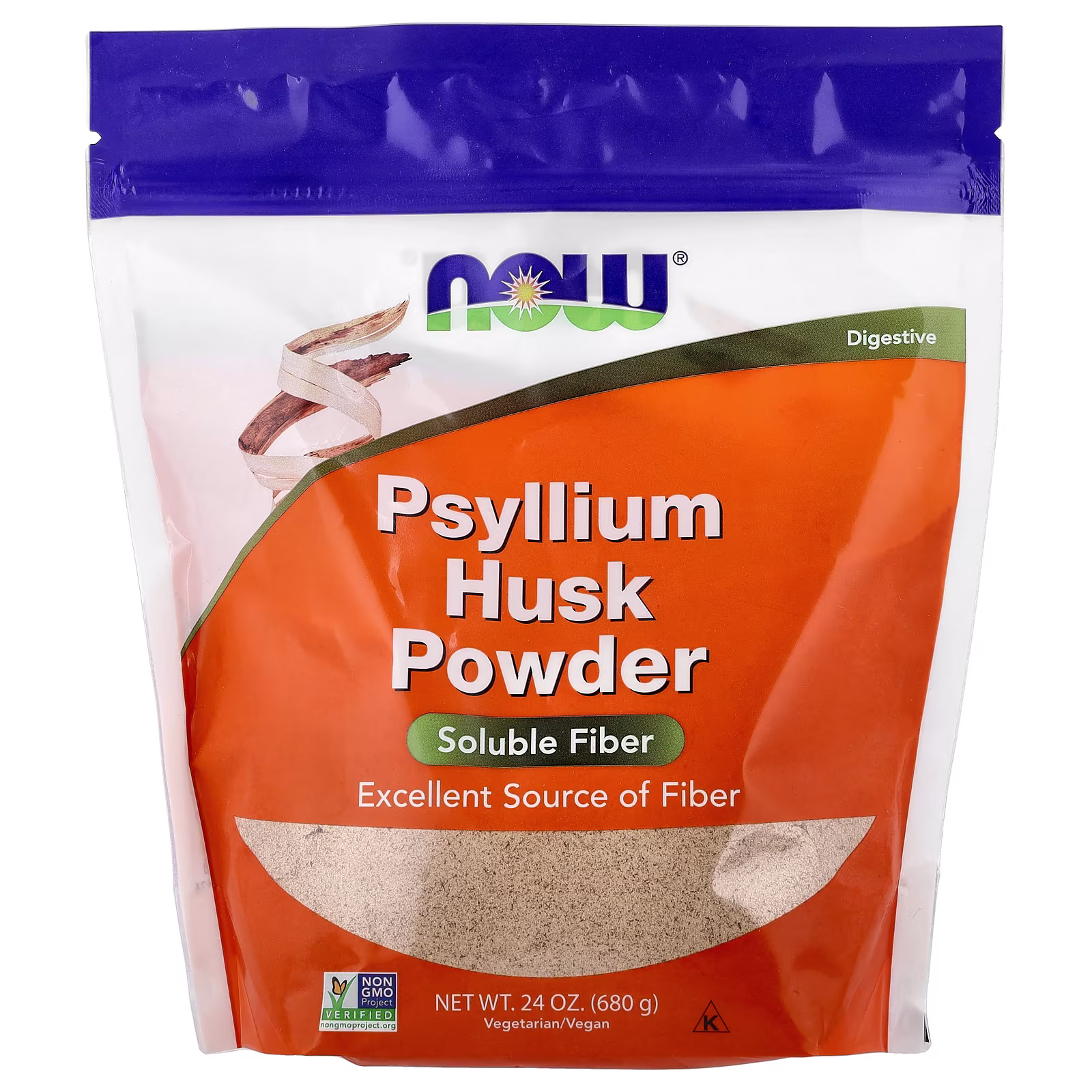 Cáscara de psyllium en polvo, 680 g (24 oz), NOW Foods