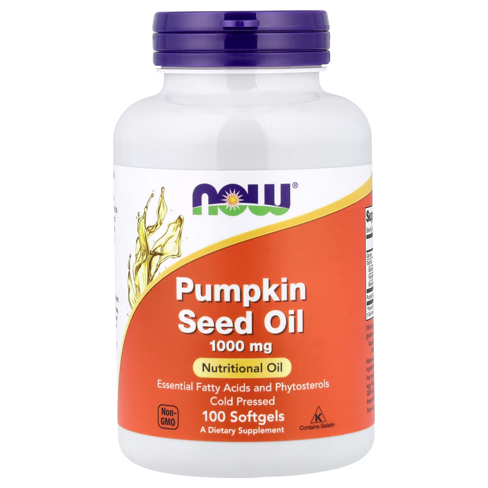 Aceite de semilla de calabaza, 1000 mg, 100 cápsulas blandas, NOW Foods