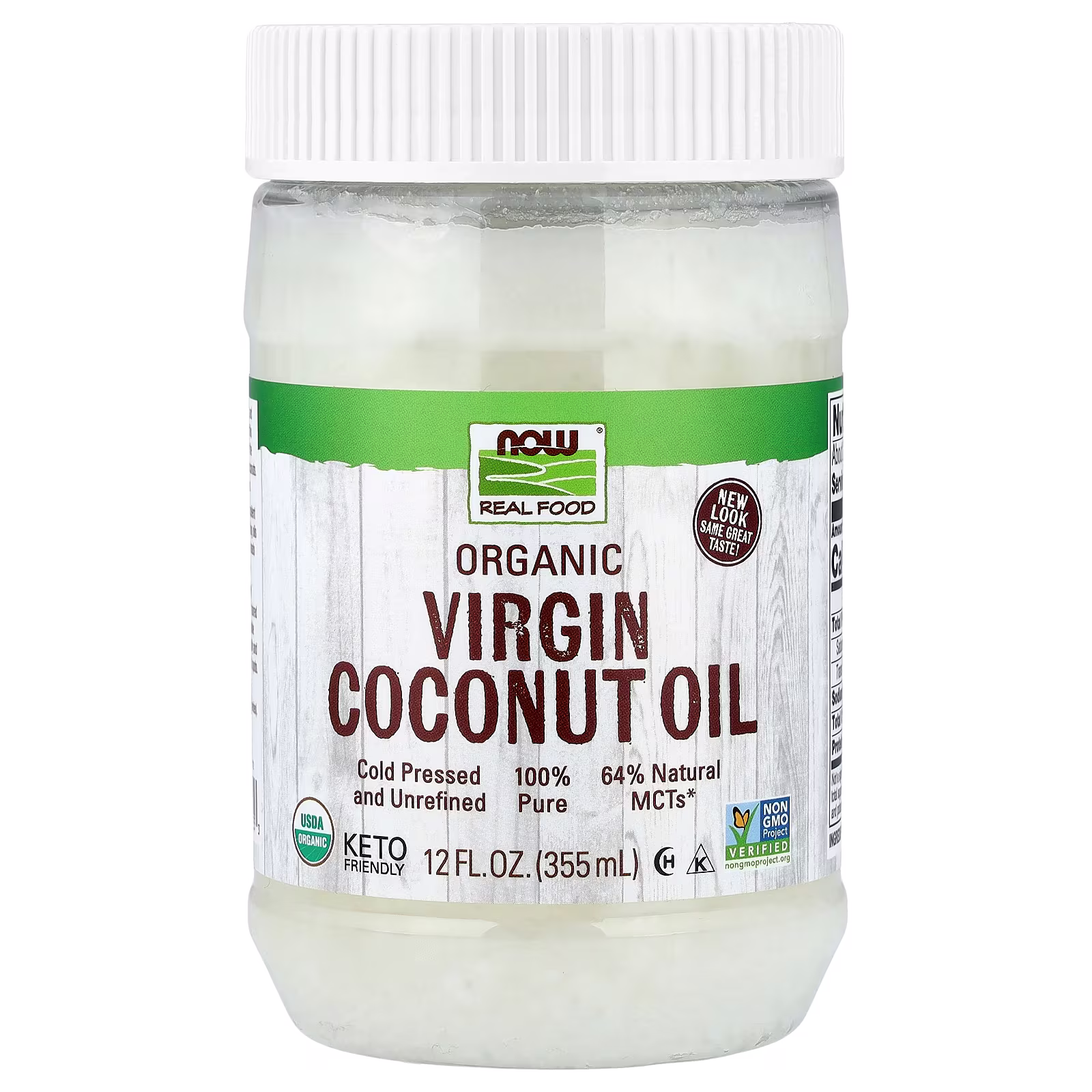 Real Food, Aceite de coco virgen orgánico, 355 ml (12 oz. líq.), NOW Foods