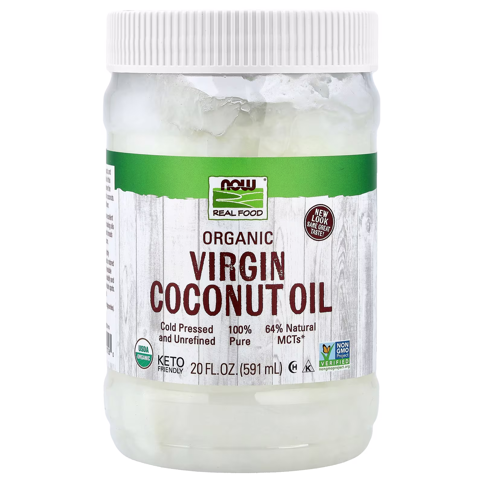 Real Food, Aceite de coco virgen orgánico, 591 ml (20 oz. líq.), NOW Foods