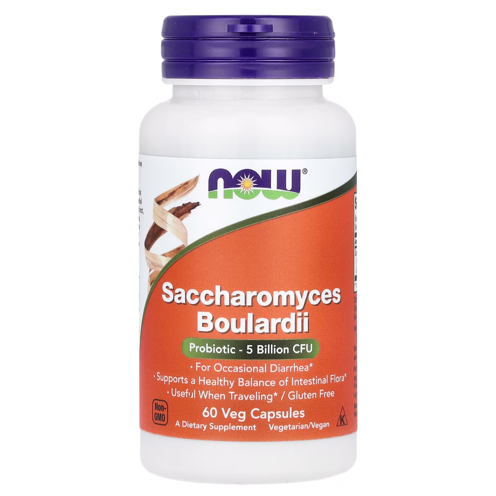 Saccharomyces boulardii, 5000 millones de UFC, 60 cápsulas vegetales, NOW Foods
