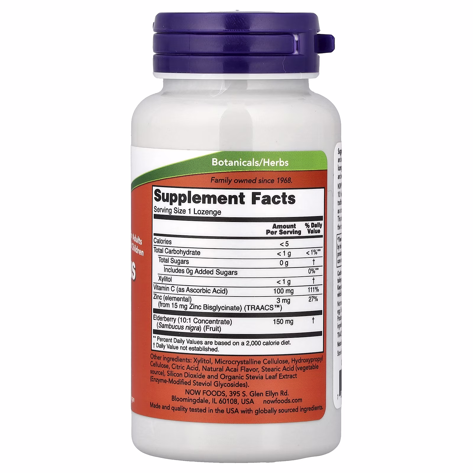 Sambucus, zinc y vitamina C, 60 pastillas, NOW Foods