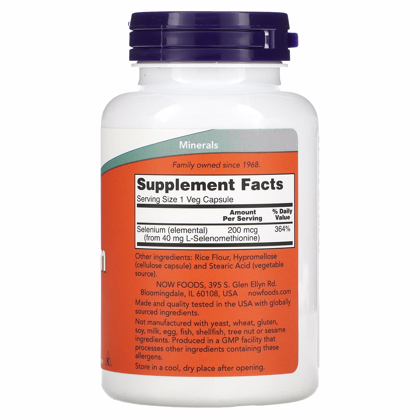 Selenio, 200 mcg, 180 cápsulas vegetales, NOW Foods