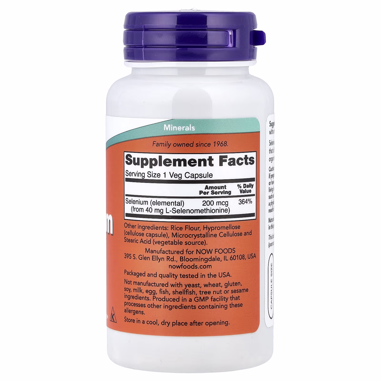 Selenio, 200 mcg, 90 cápsulas vegetales, NOW Foods