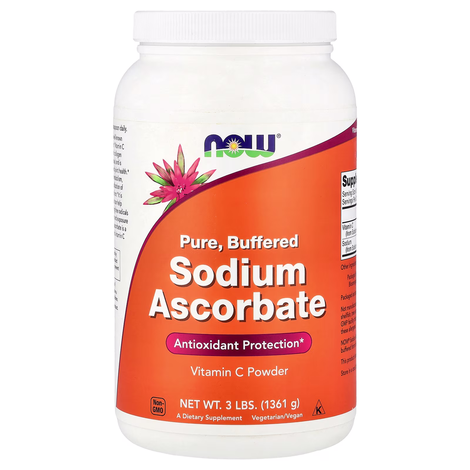 Ascorbato de sodio en polvo, 1361 g (3 lb), NOW Foods