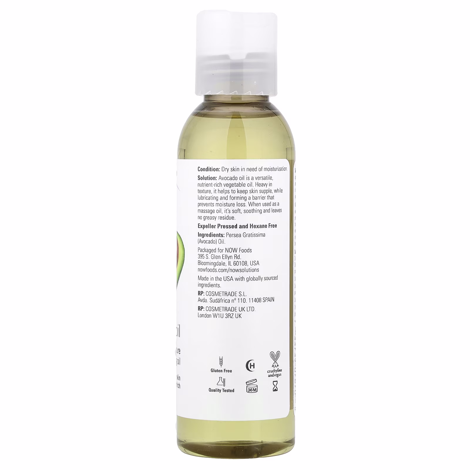 Solutions, Aceite de aguacate, 118 ml (4 oz. líq.), NOW Foods