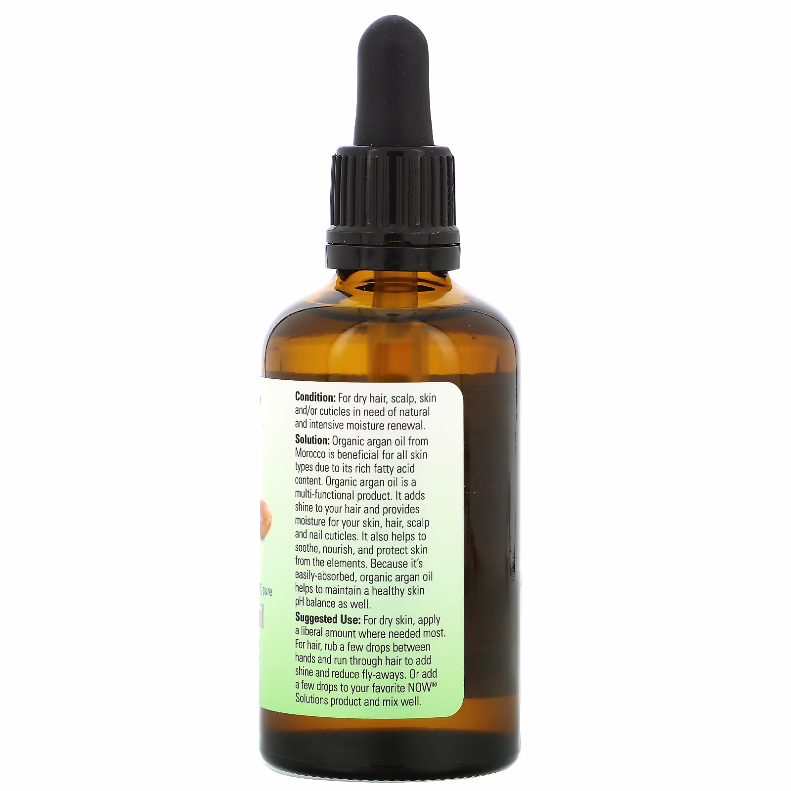 Solutions, Aceite de argán orgánico certificado 100 % puro, 59 ml (2 oz. líq.), NOW Foods