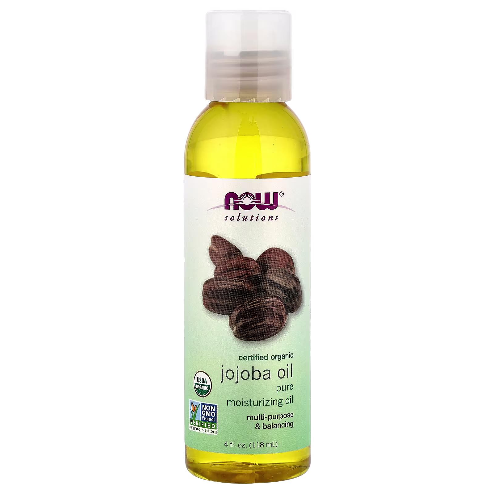 Solutions, Aceite de jojoba orgánico certificado, 118 ml (4 oz. líq.), NOW Foods