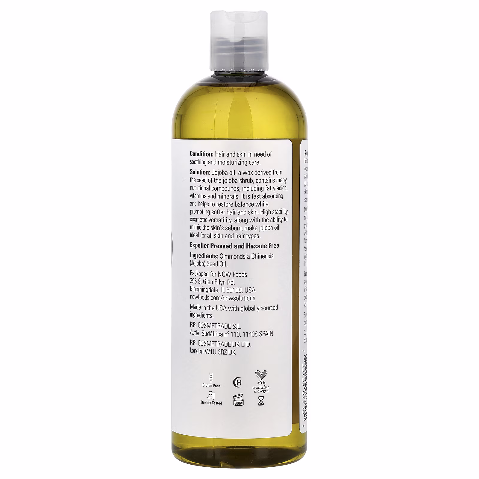 Solutions, Aceite de jojoba, 473 ml (16 oz. líq.), NOW Foods