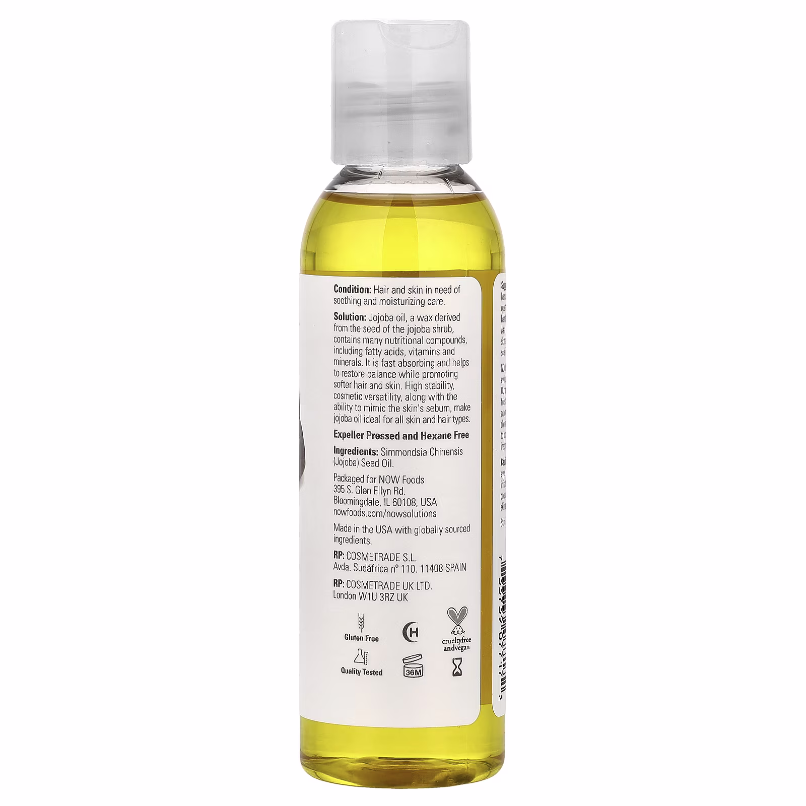 Solutions, Aceite de jojoba, 118 ml (4 oz. líq.), NOW Foods